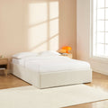 MARCY Upholstered Storage Bed with Slatted Base – White