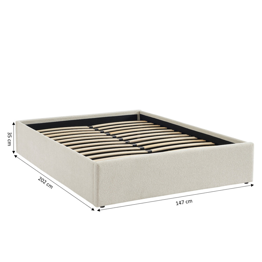 MARCY Upholstered Storage Bed with Slatted Base – White