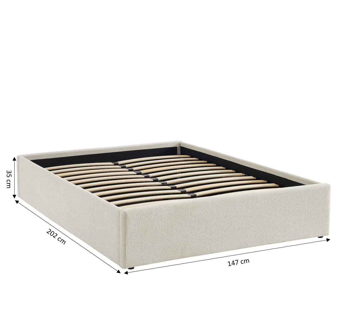 MARCY Upholstered Storage Bed with Slatted Base – White