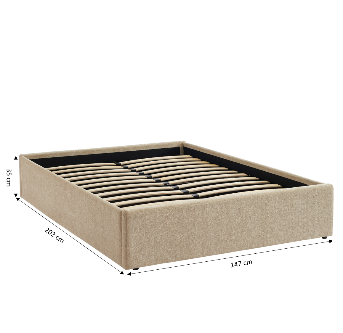 MARCY Upholstered Storage Bed with Slatted Base – Greige