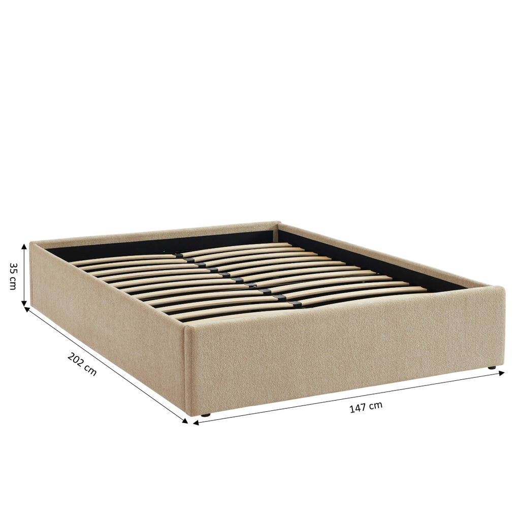 MARCY Upholstered Storage Bed with Slatted Base – Greige