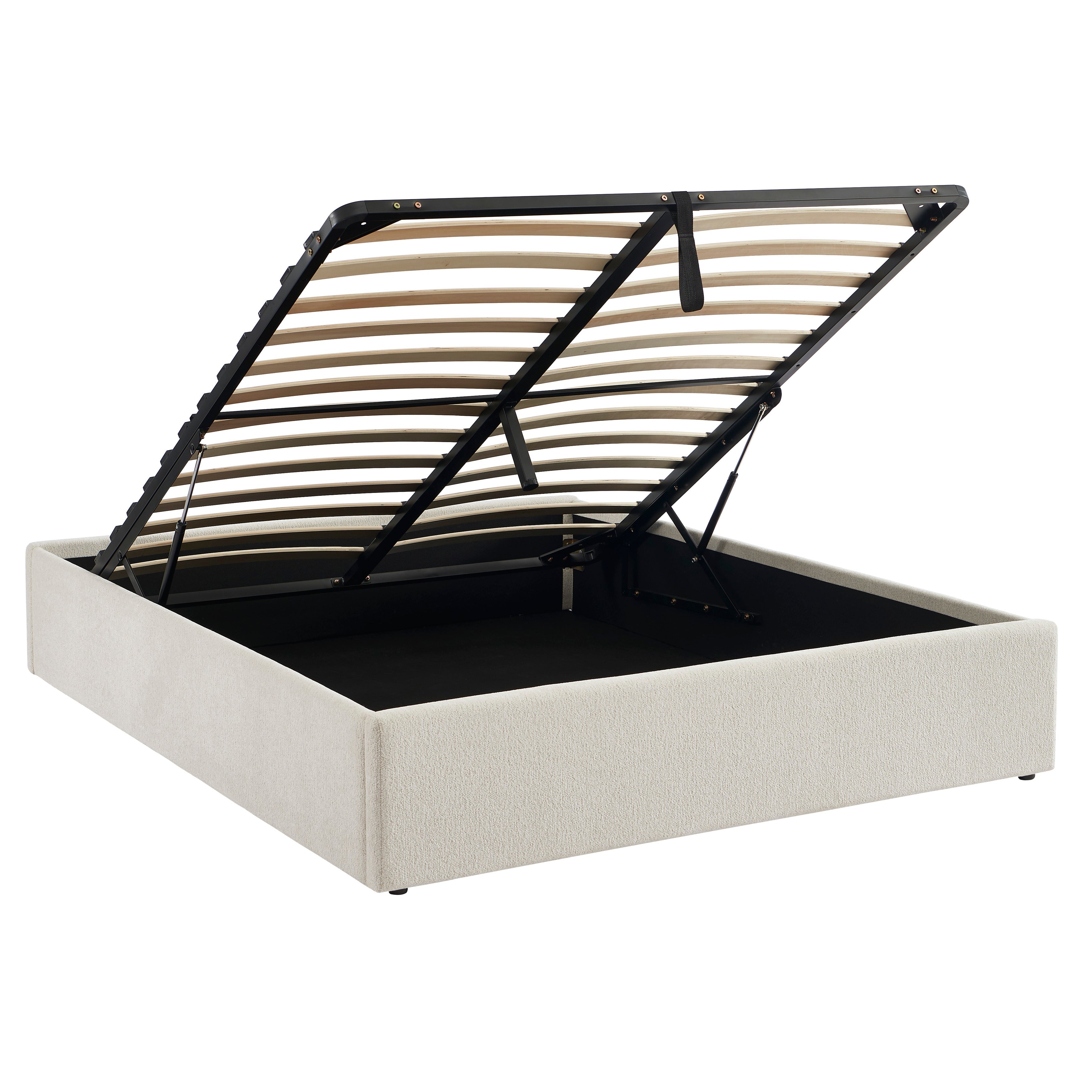 MARCY Upholstered Storage Bed with Slatted Base – White