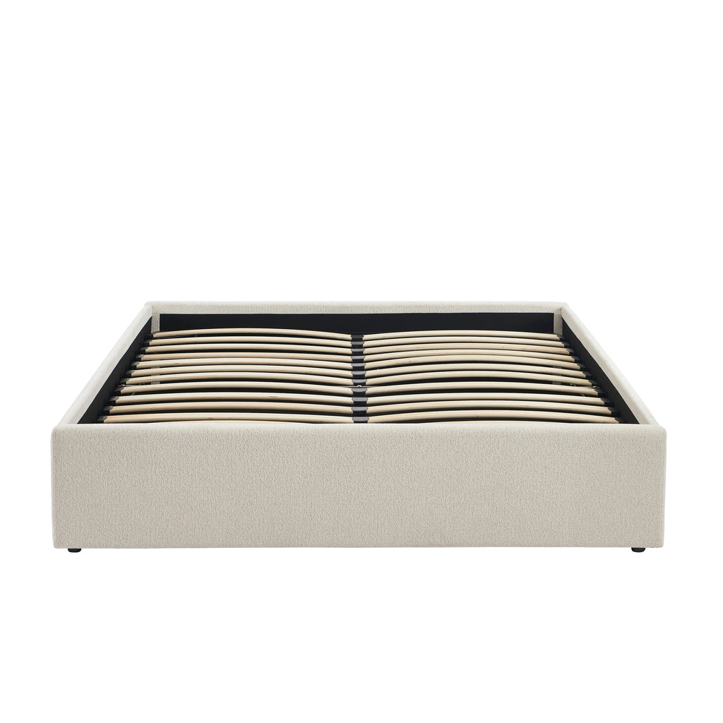 MARCY Upholstered Storage Bed with Slatted Base – White