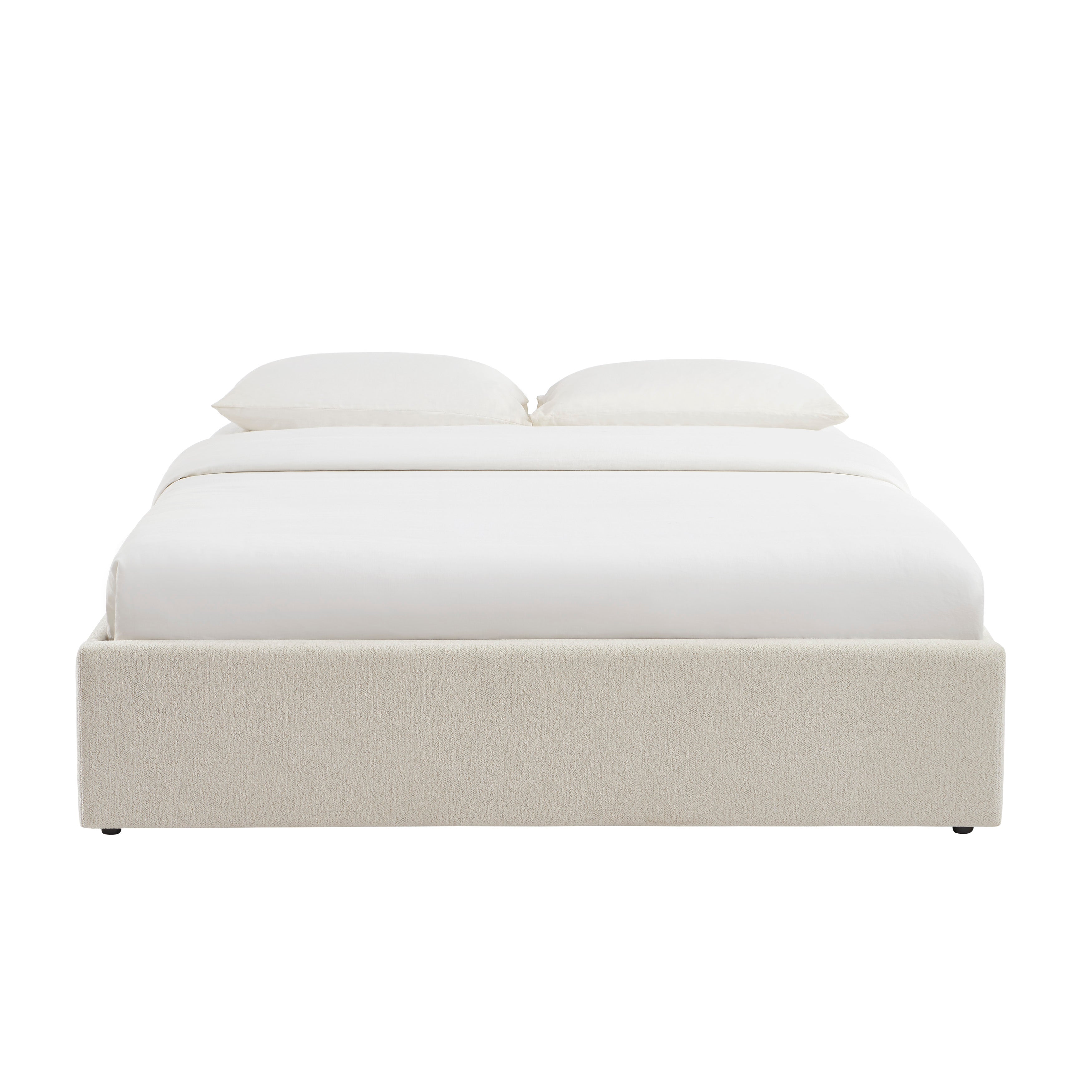 MARCY Upholstered Storage Bed with Slatted Base – White