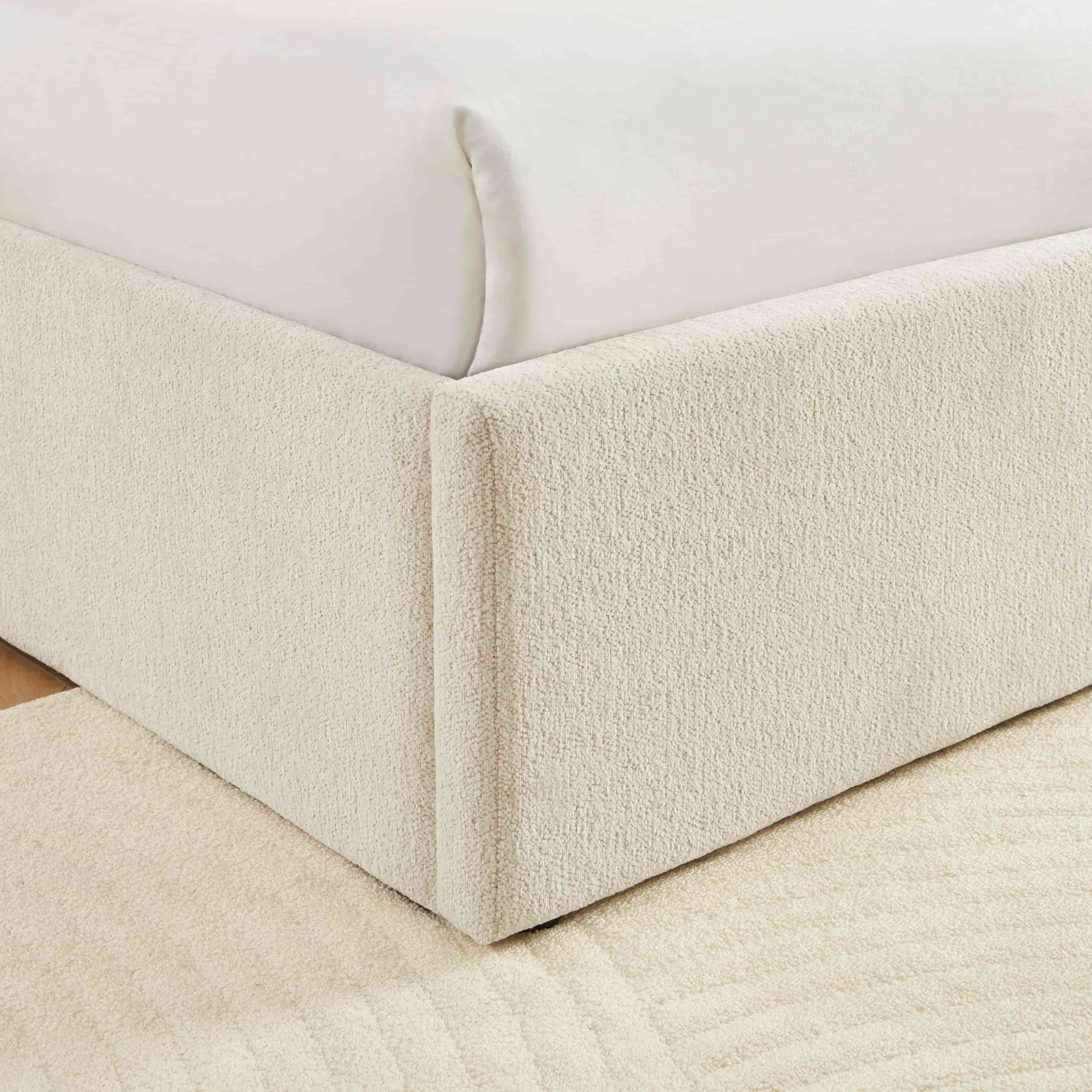 MARCY Upholstered Storage Bed with Slatted Base – White