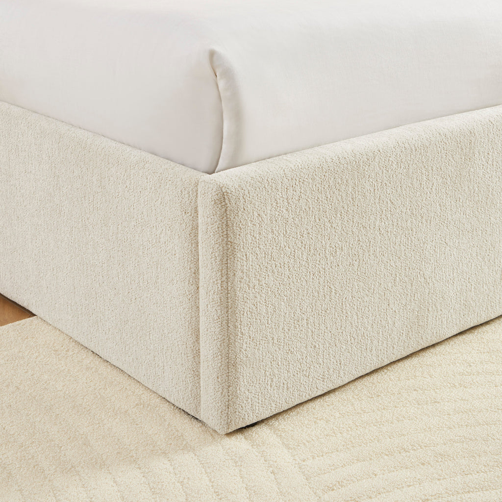 MARCY Upholstered Storage Bed with Slatted Base – White