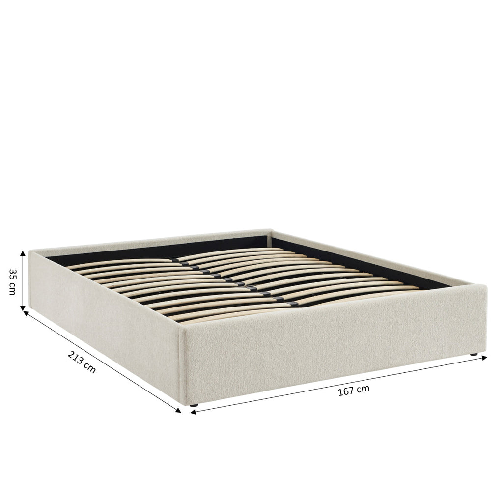 MARCY Upholstered Storage Bed with Slatted Base – White