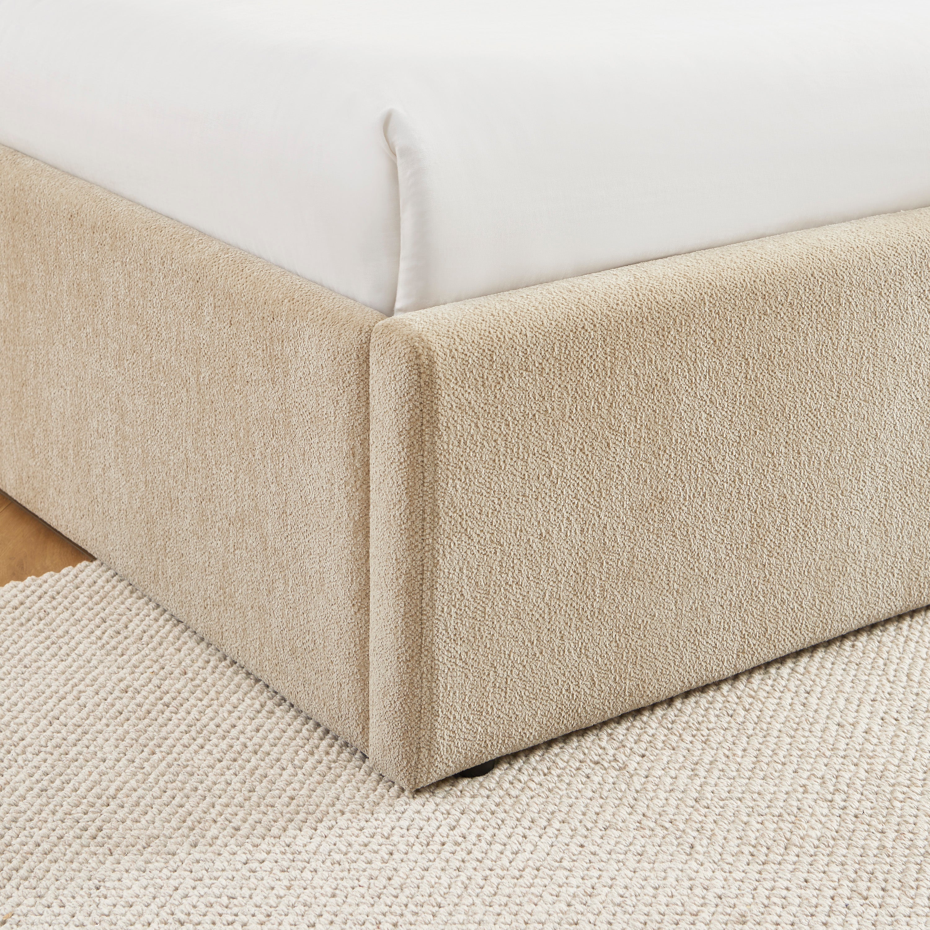 MARCY Upholstered Storage Bed with Slatted Base – Greige