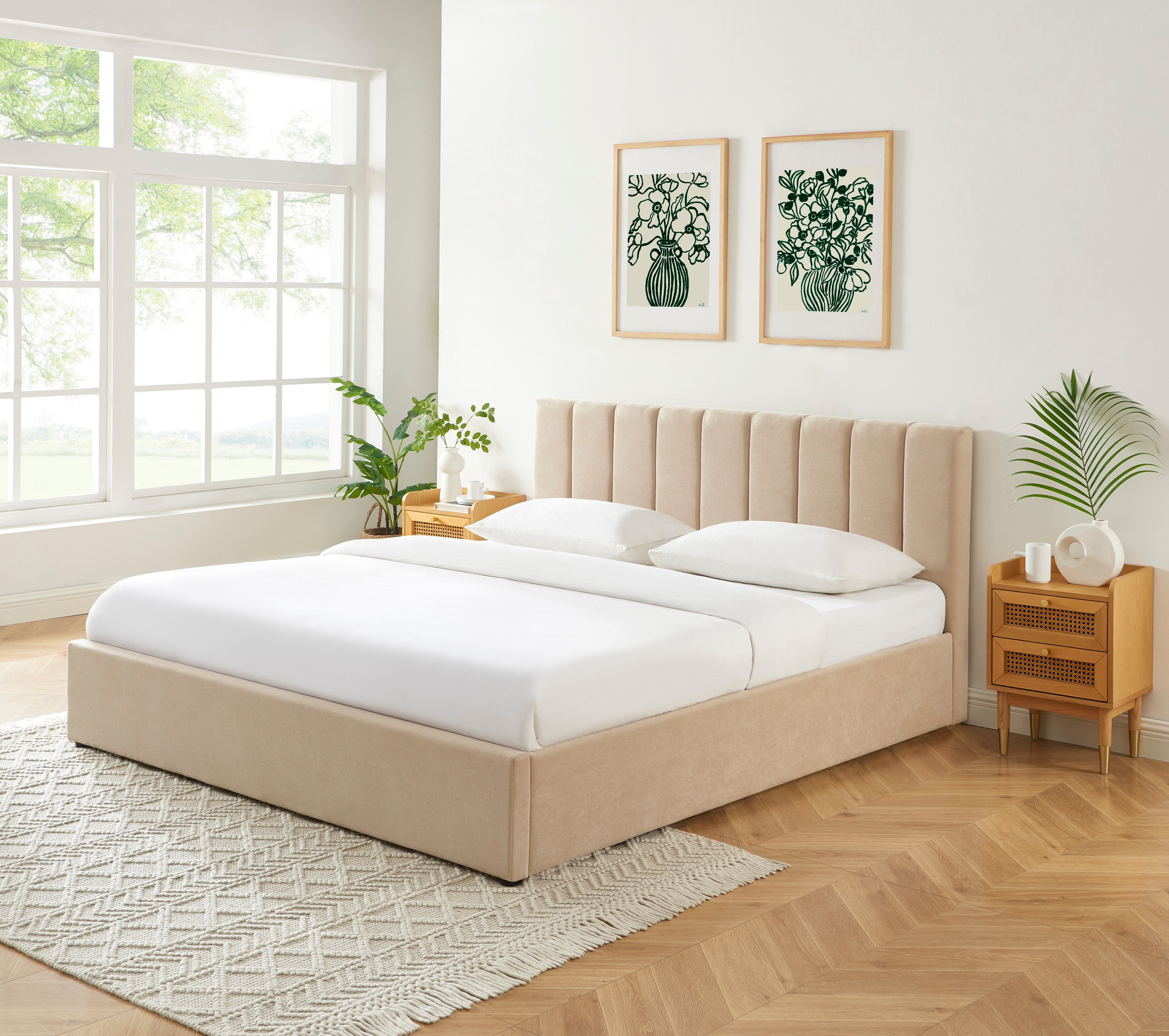 MARIUS Storage Bed Beige - 71" x 79"