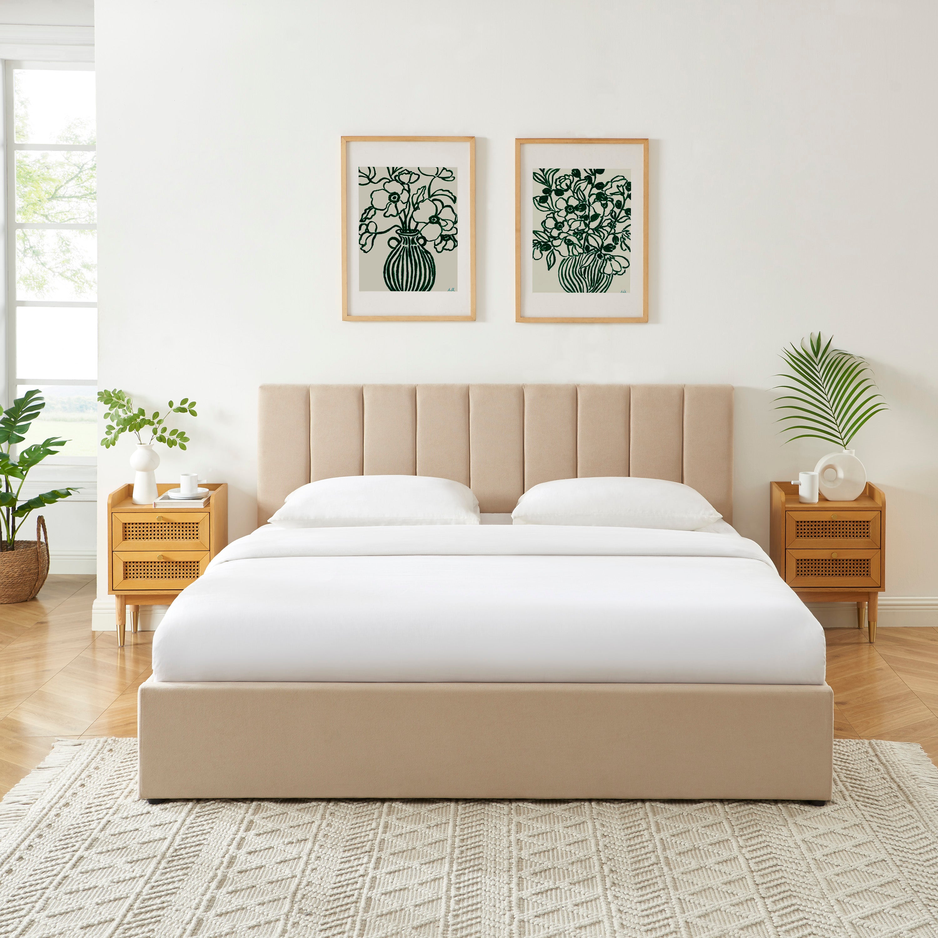 MARIUS Storage Bed Beige - 71" x 79"