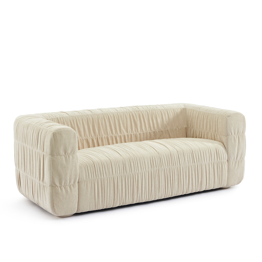 MARNI 3-Seater Sofa Thick Pleated Velvet - Beige