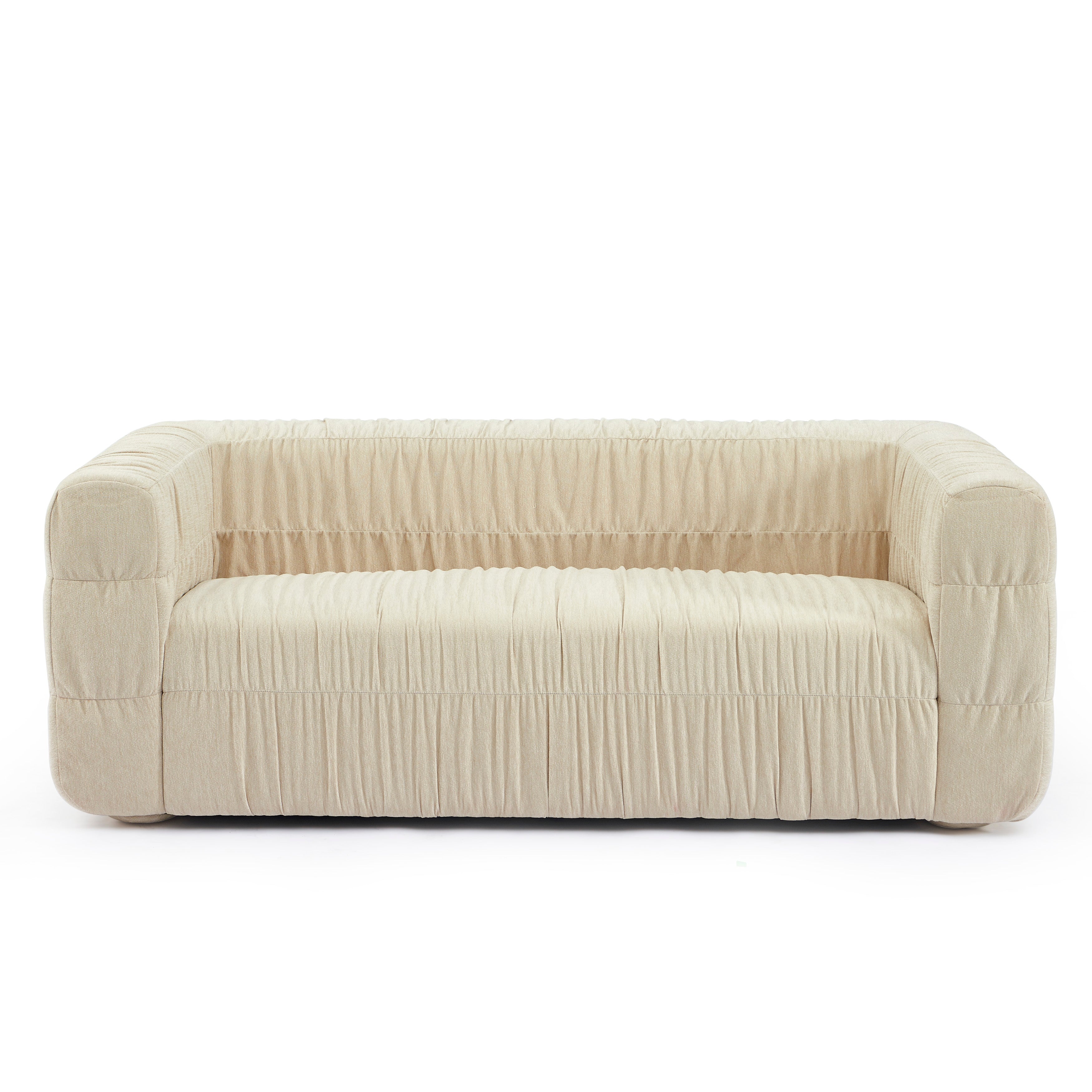 MARNI 3-Seater Sofa Thick Pleated Velvet - Beige