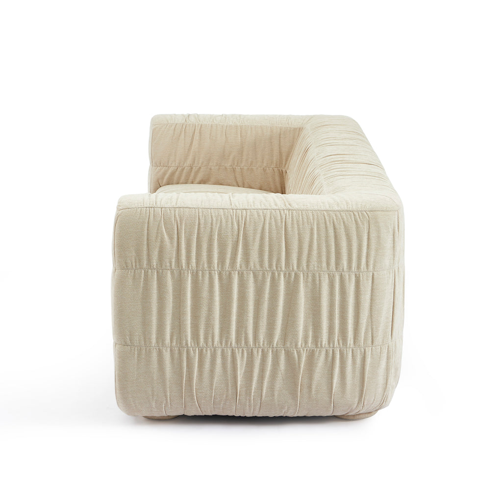 MARNI 3-Seater Sofa Thick Pleated Velvet - Beige