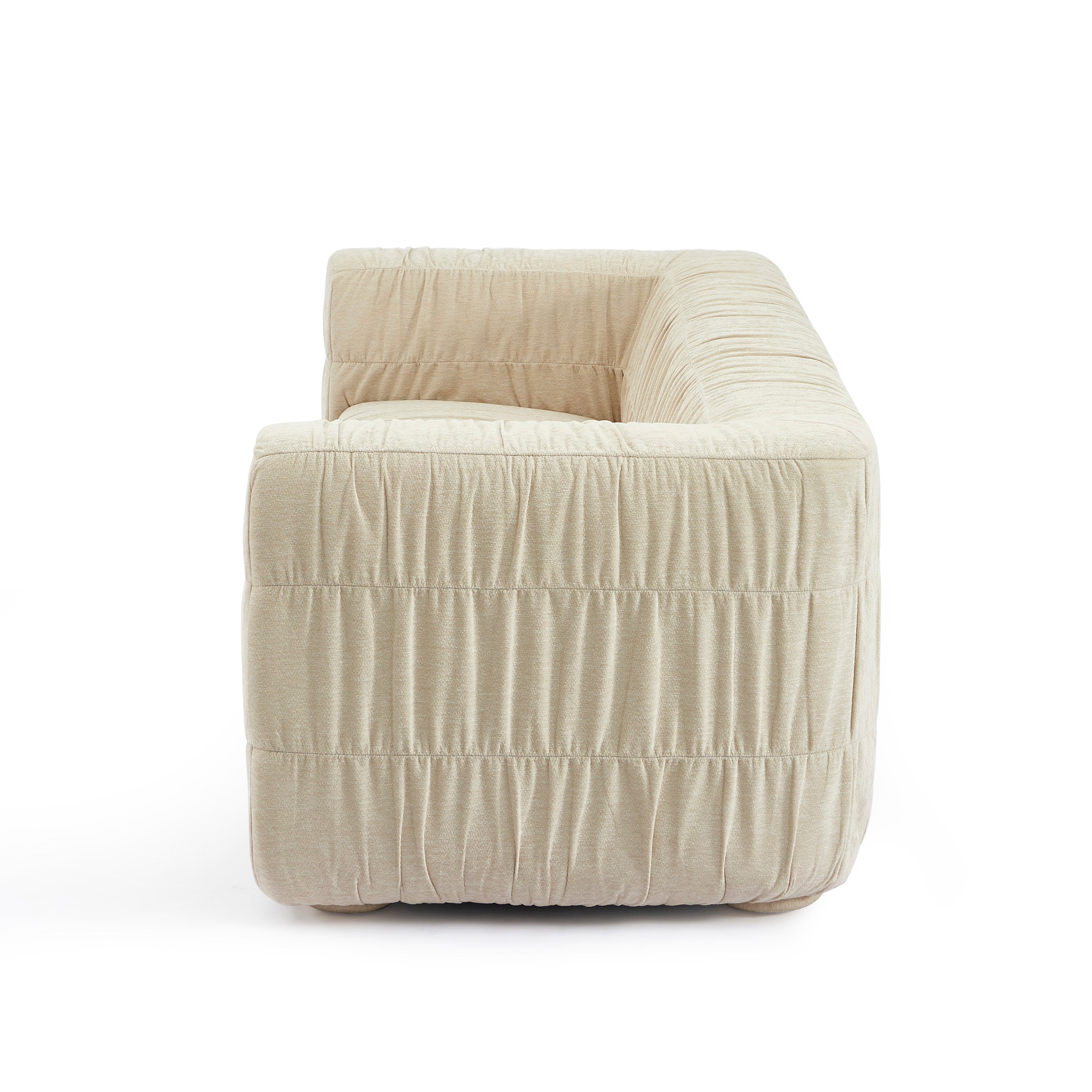 MARNI 3-Seater Sofa Thick Pleated Velvet - Beige