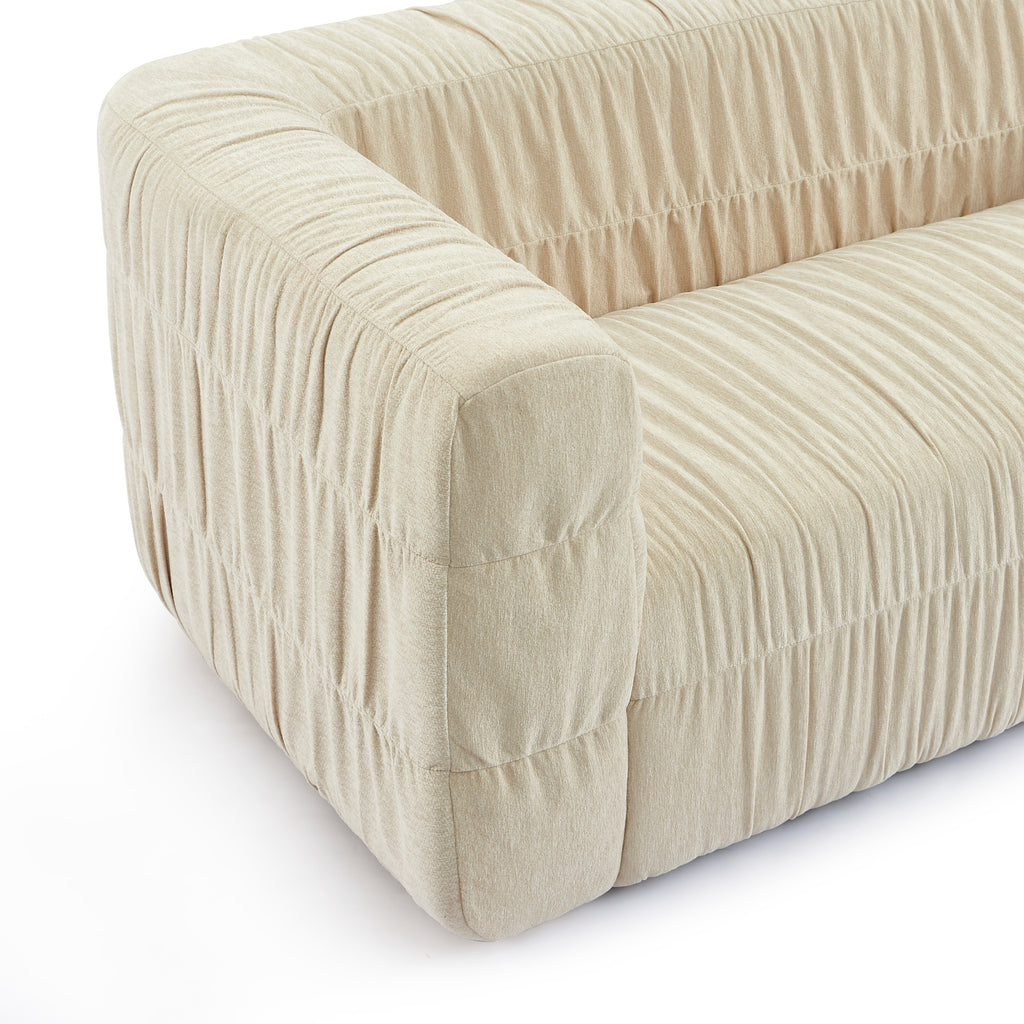 MARNI 3-Seater Sofa Thick Pleated Velvet - Beige