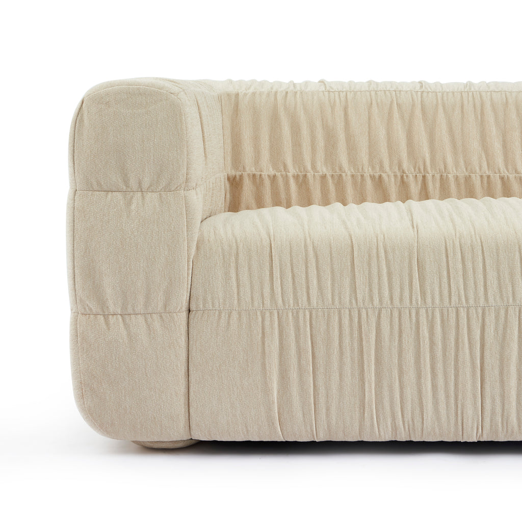 MARNI 3-Seater Sofa Thick Pleated Velvet - Beige