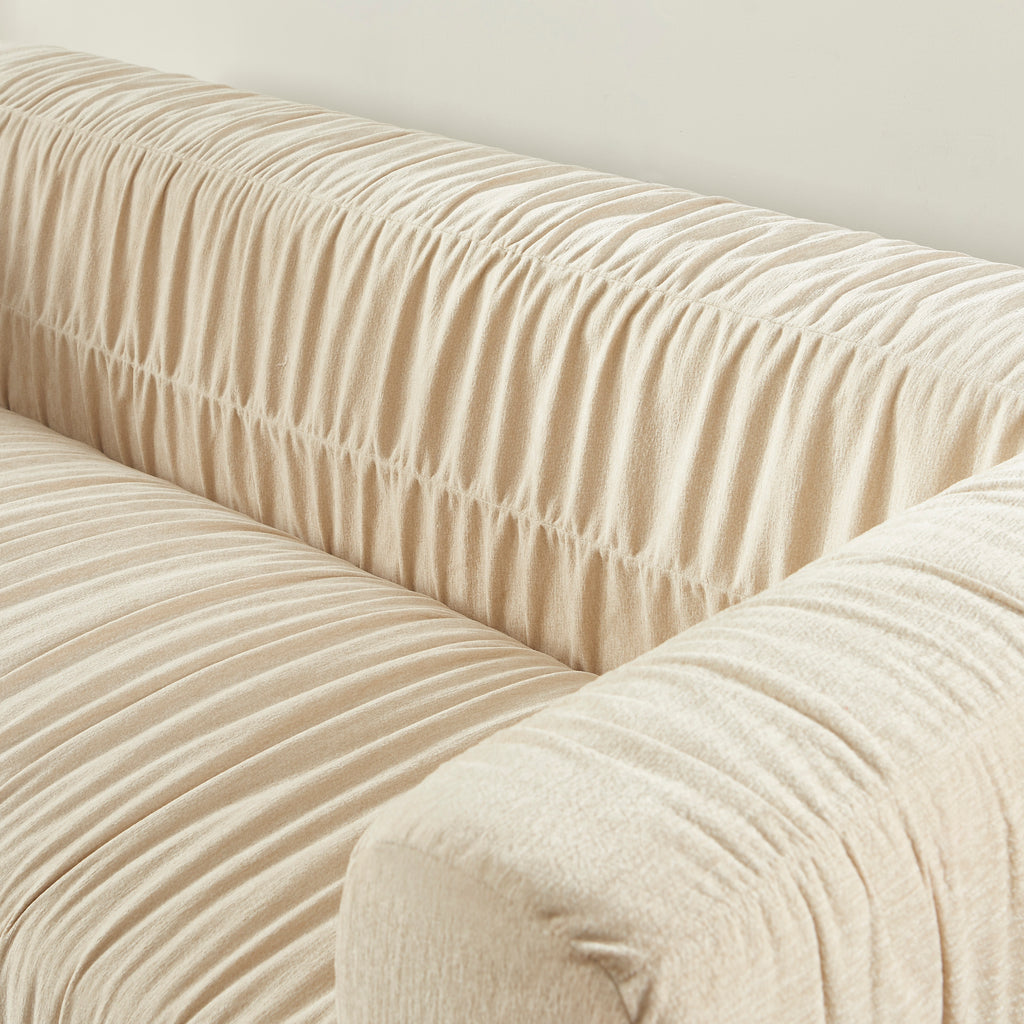 MARNI 3-Seater Sofa Thick Pleated Velvet - Beige