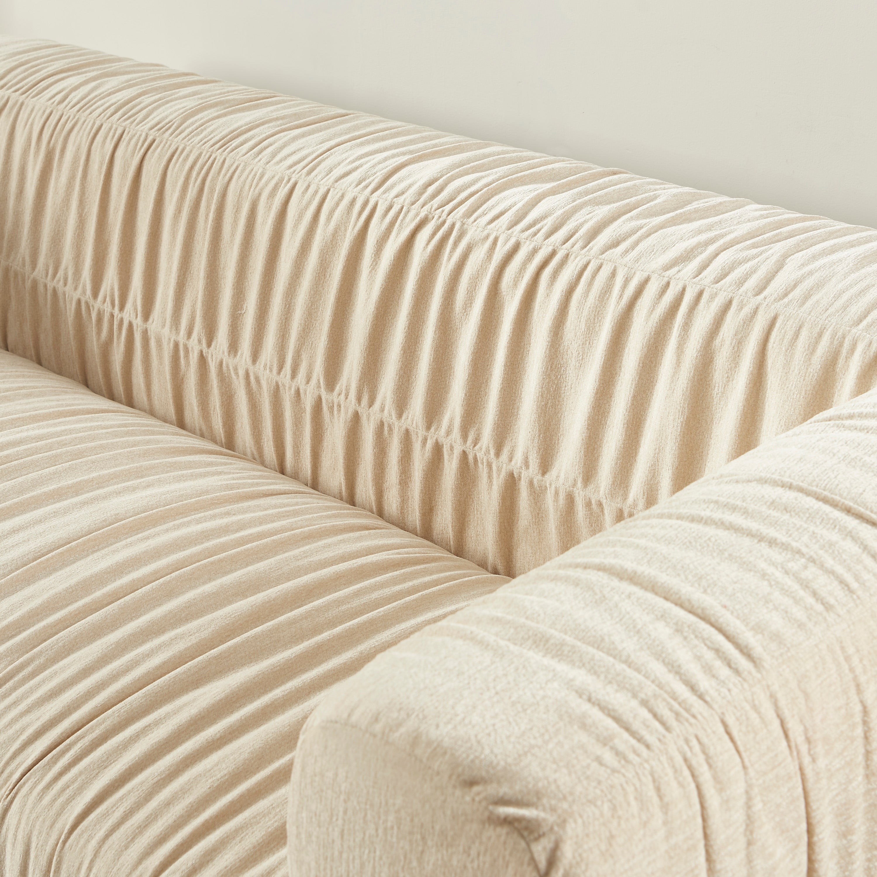 MARNI 3-Seater Sofa Thick Pleated Velvet - Beige