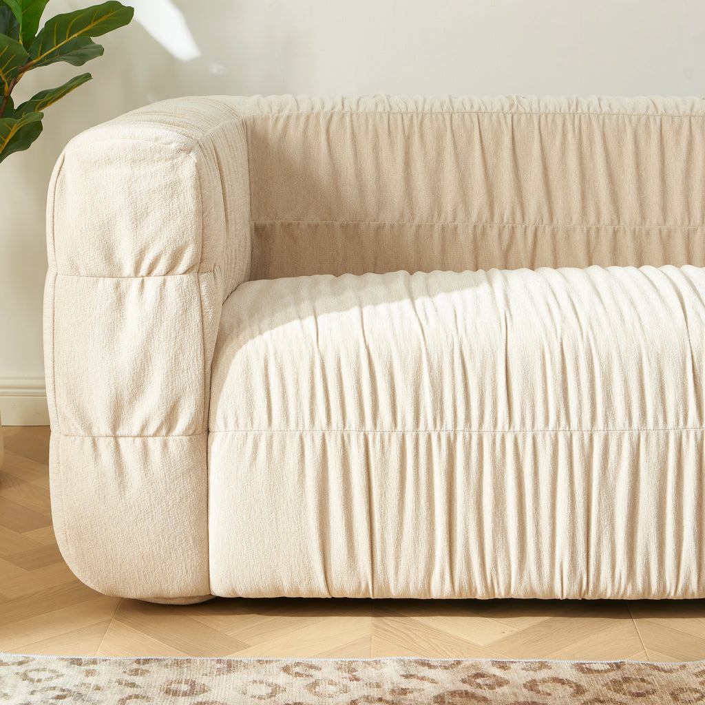 MARNI 3-Seater Sofa Thick Pleated Velvet - Beige