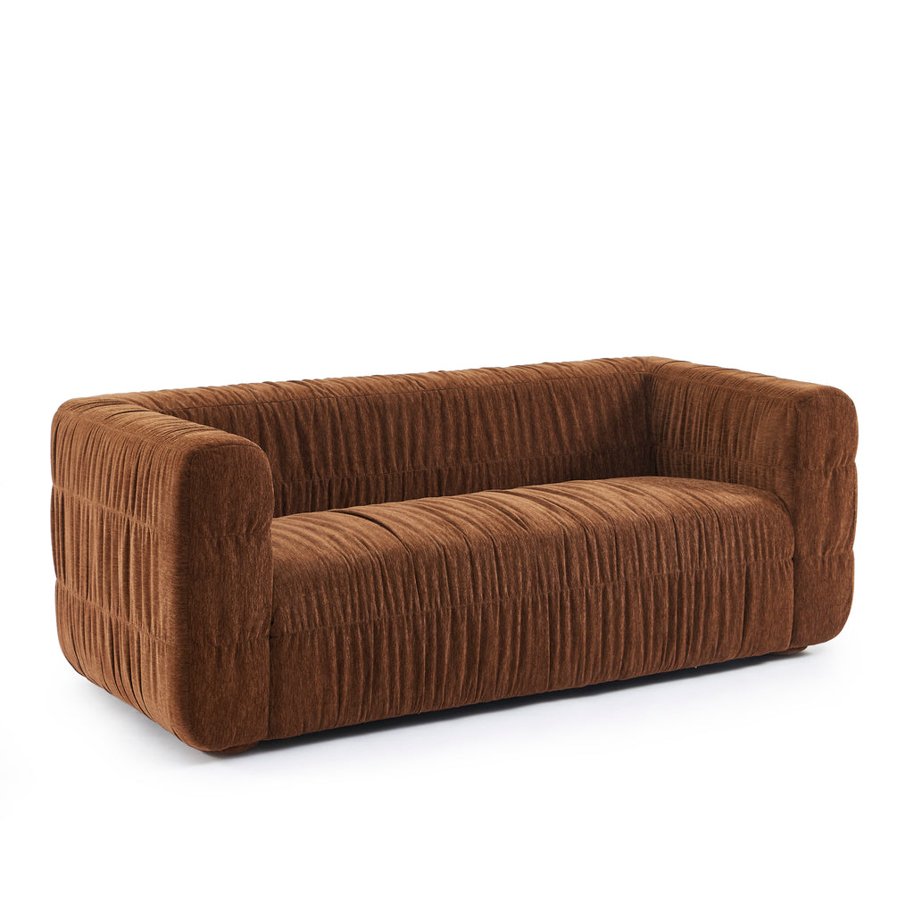 MARNI 3-Seater Sofa Thick Pleated Velvet - Brown