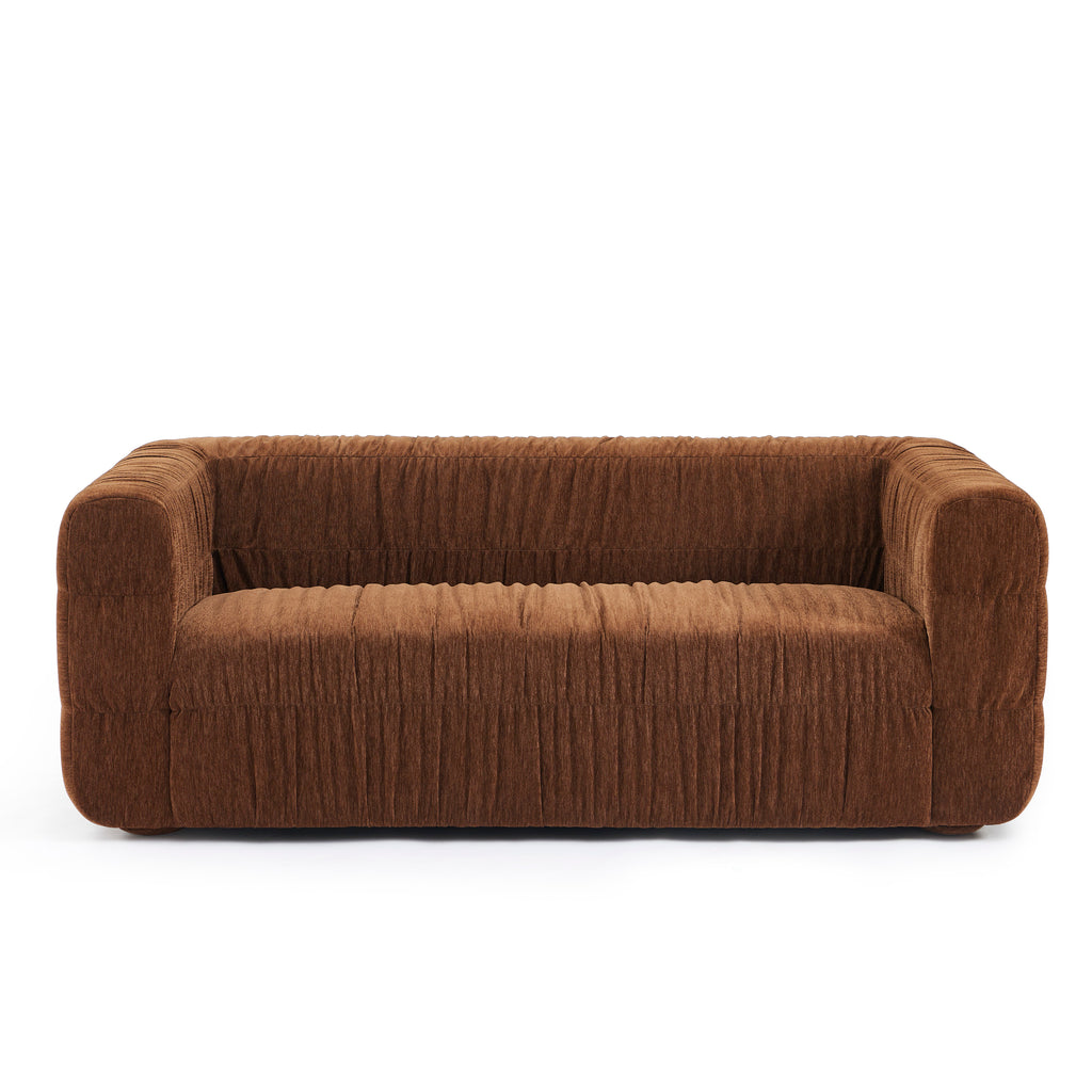 MARNI 3-Seater Sofa Thick Pleated Velvet - Brown