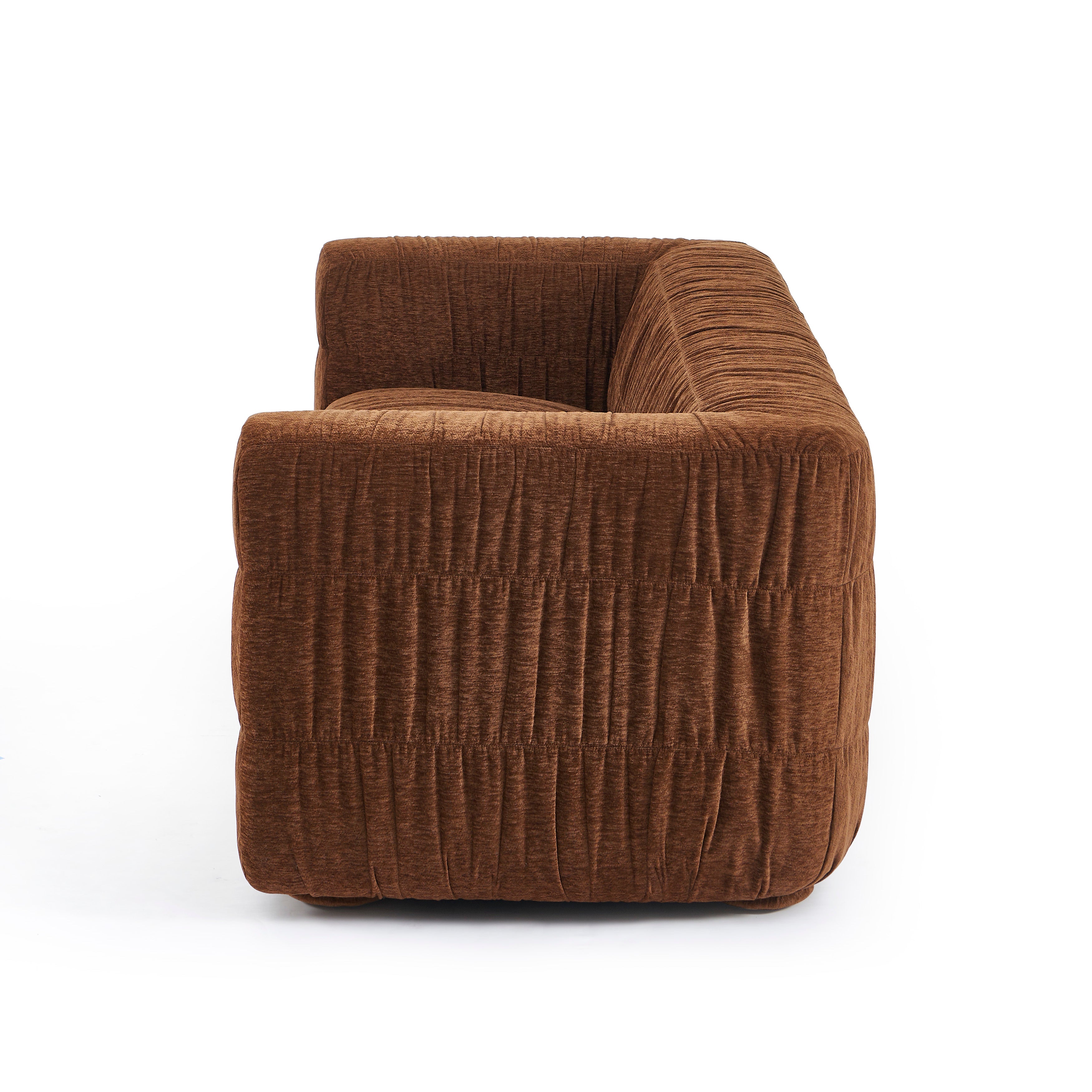 MARNI 3-Seater Sofa Thick Pleated Velvet - Brown