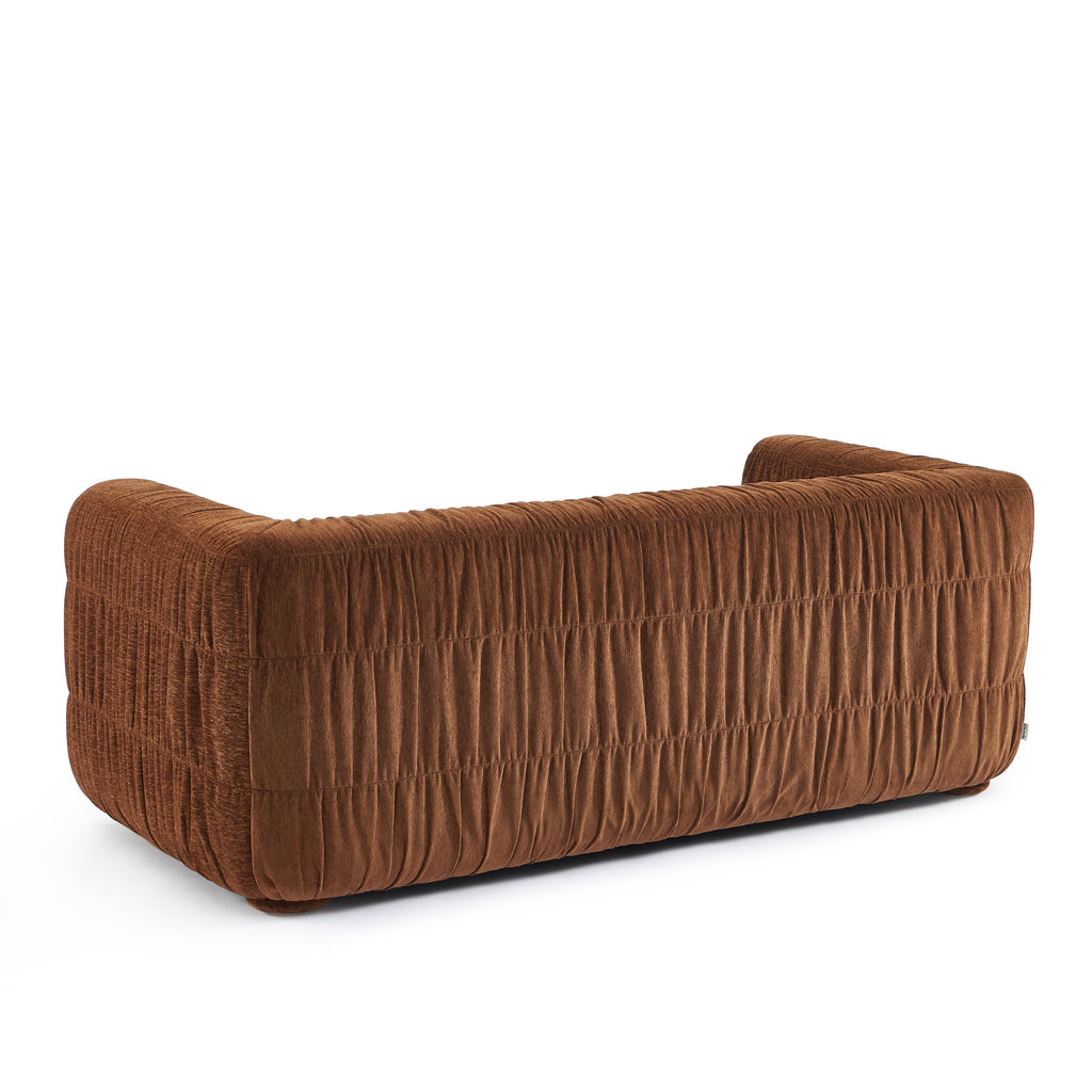 MARNI 3-Seater Sofa Thick Pleated Velvet - Brown