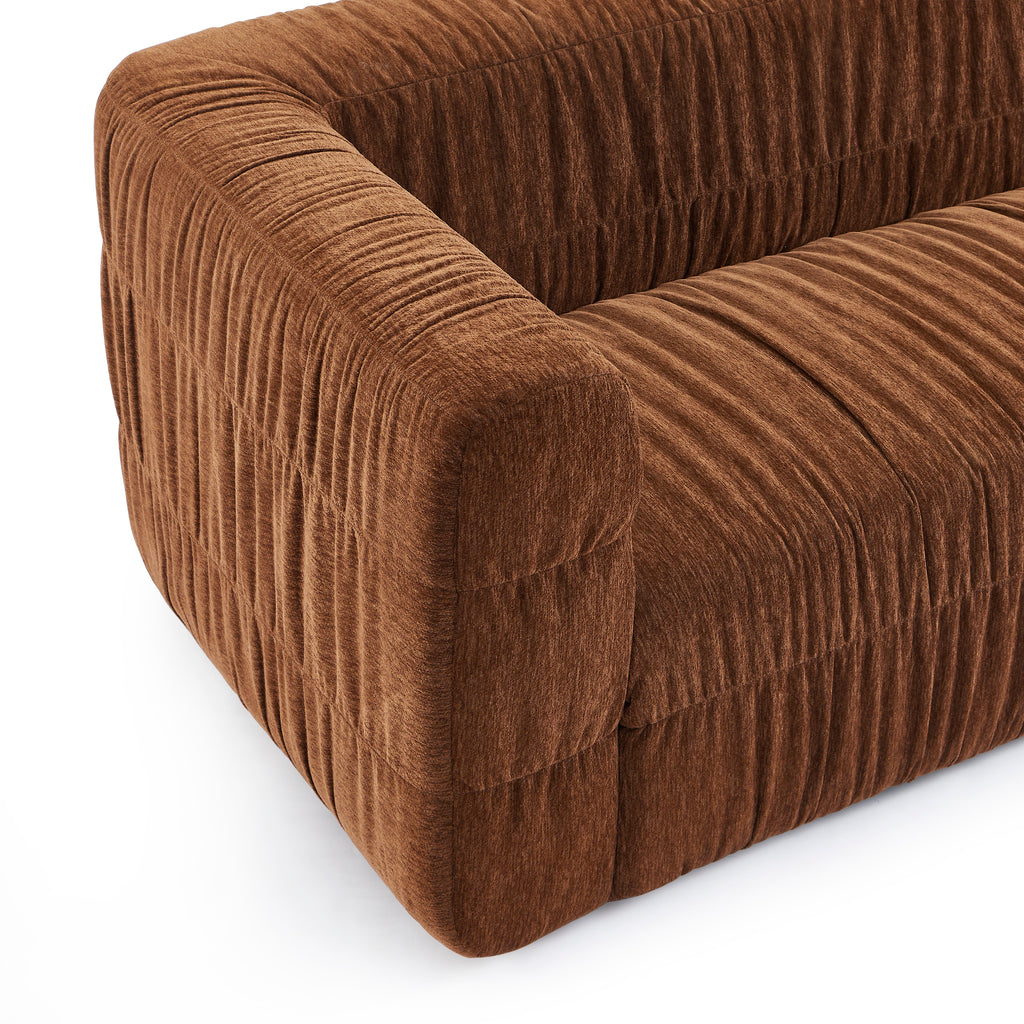 MARNI 3-Seater Sofa Thick Pleated Velvet - Brown
