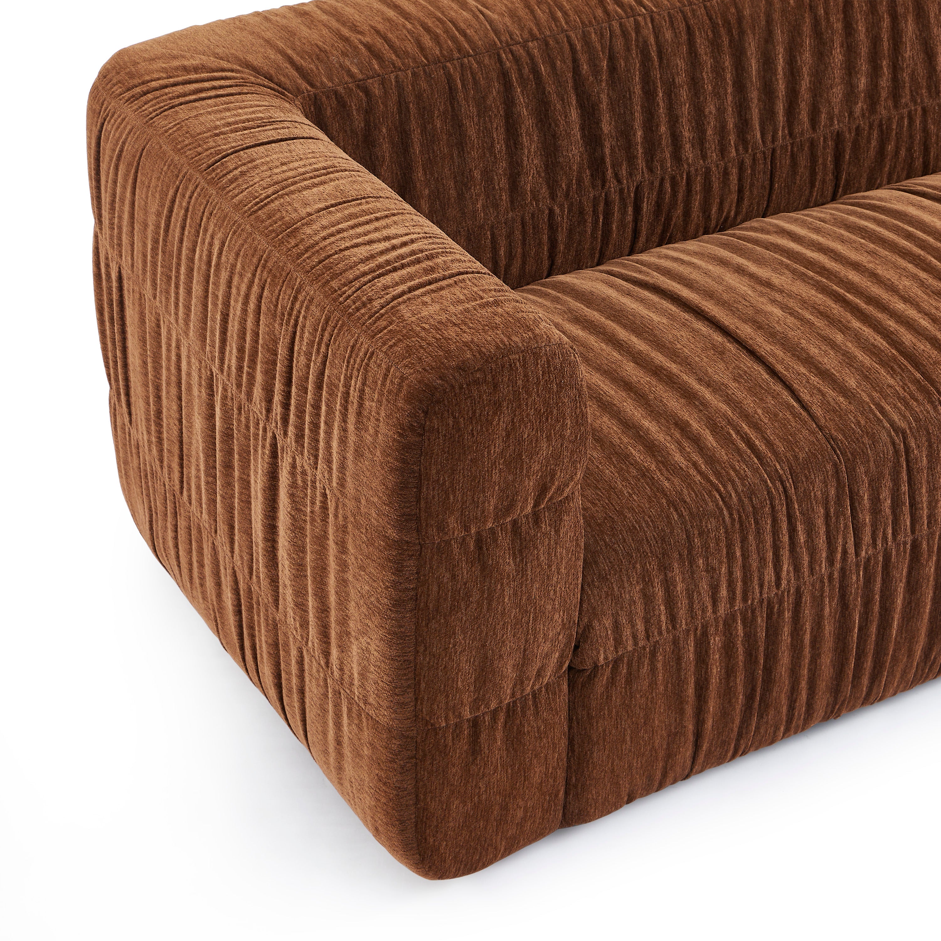 MARNI 3-Seater Sofa Thick Pleated Velvet - Brown