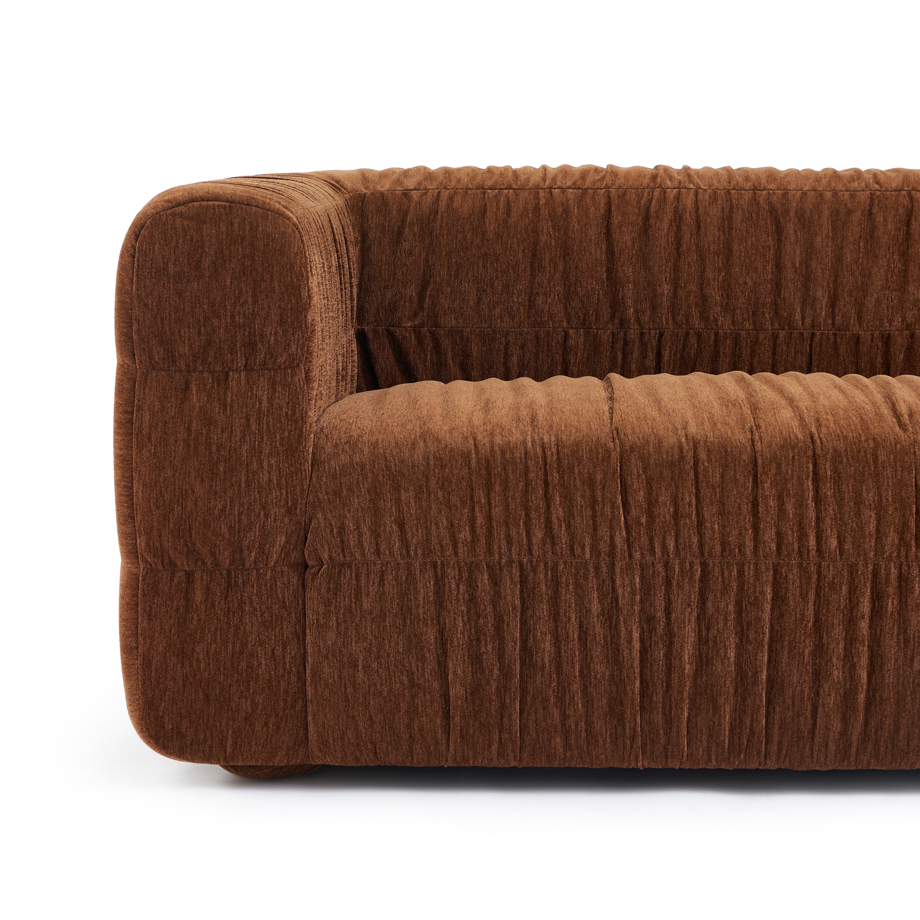 MARNI 3-Seater Sofa Thick Pleated Velvet - Brown