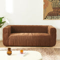 MARNI 3-Seater Sofa Thick Pleated Velvet - Brown