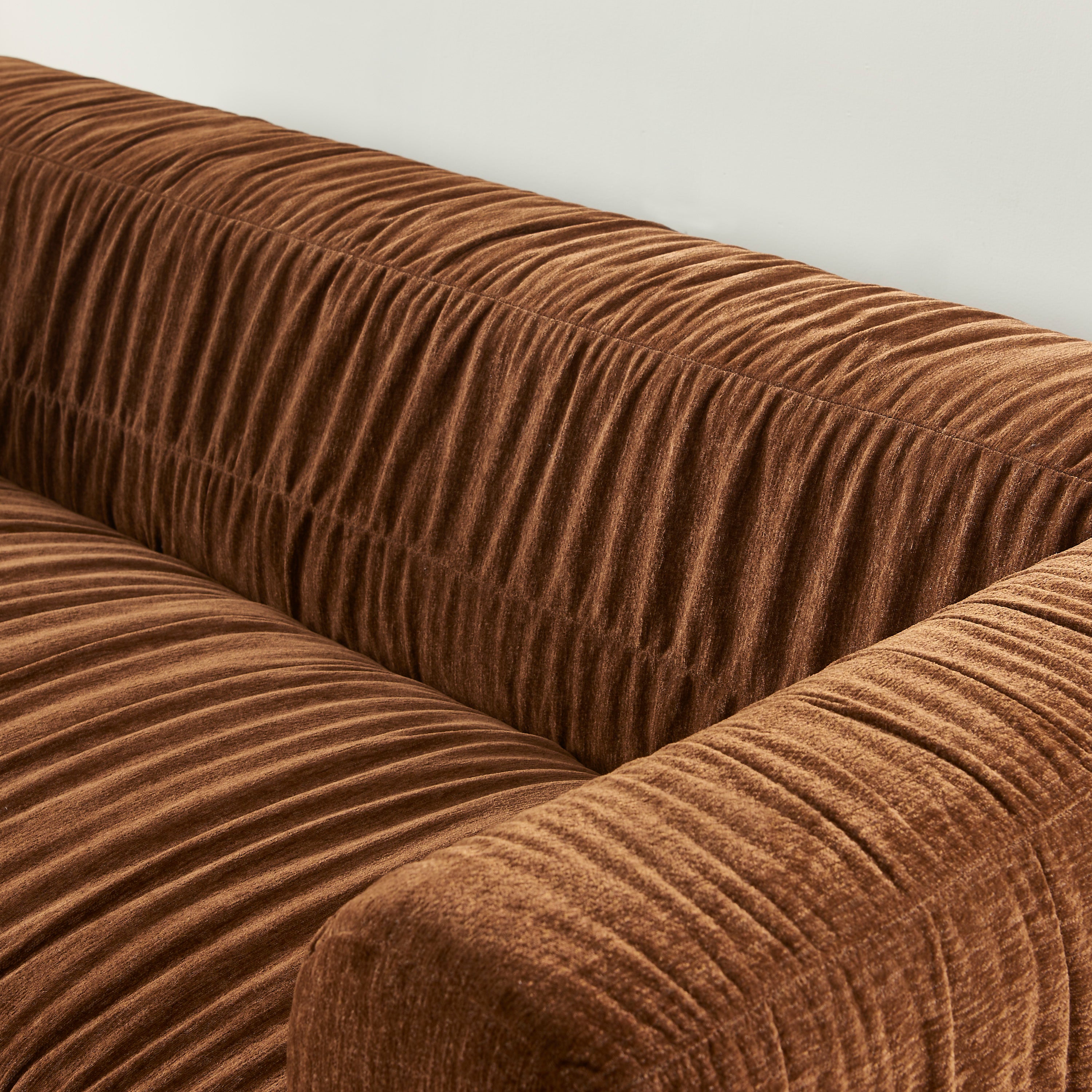 MARNI 3-Seater Sofa Thick Pleated Velvet - Brown