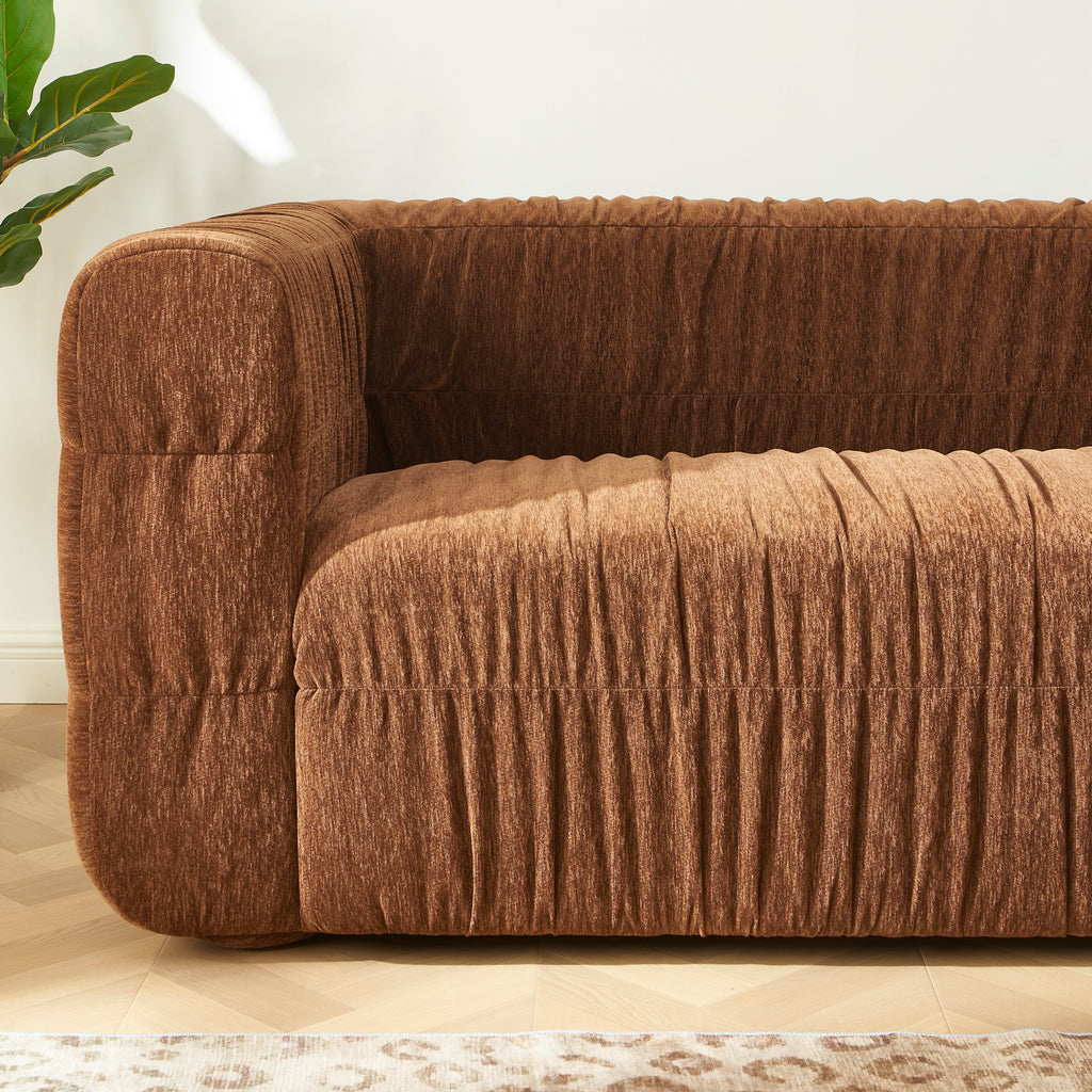 MARNI 3-Seater Sofa Thick Pleated Velvet - Brown