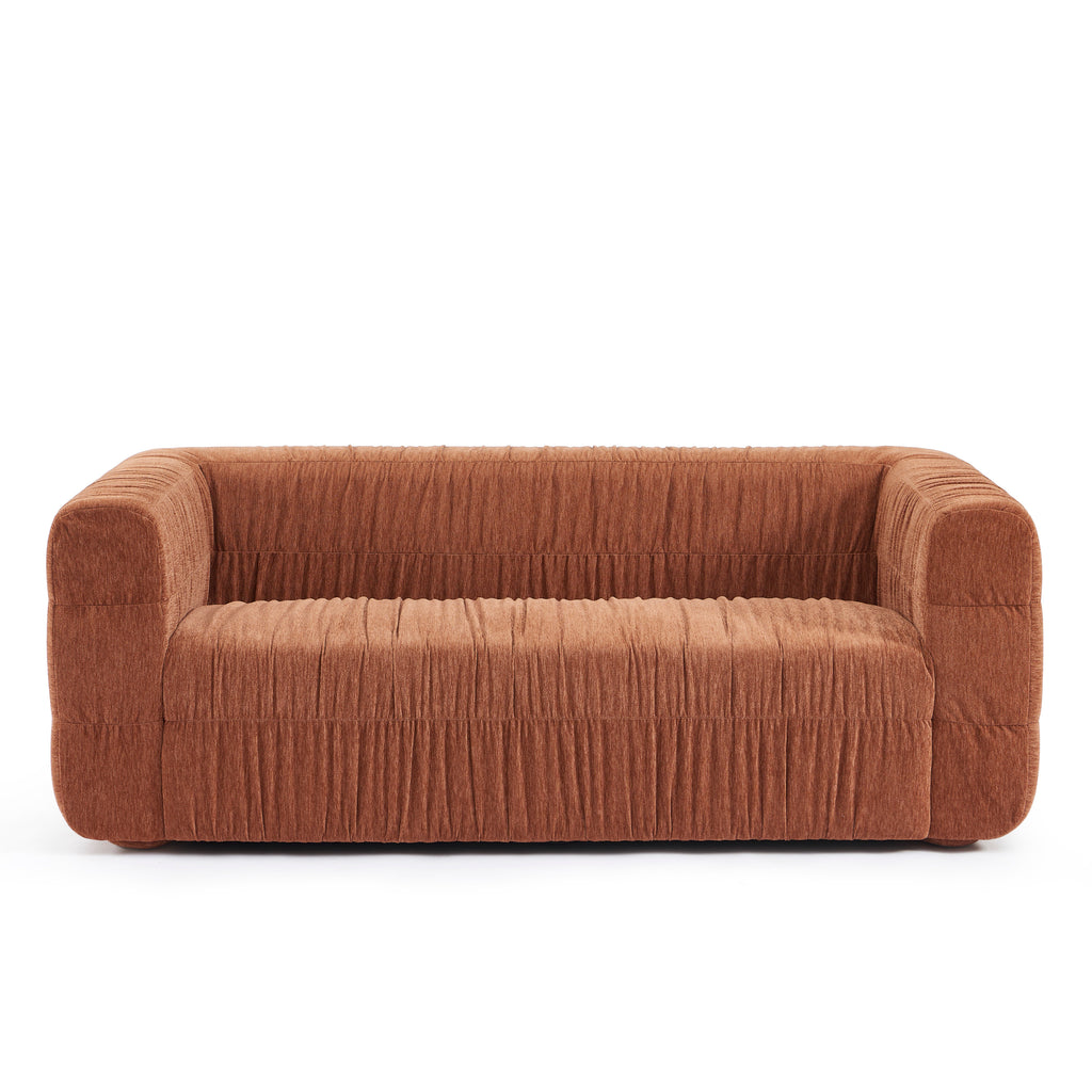 MARNI 3-Seater Sofa Thick Pleated Velvet - Terracotta