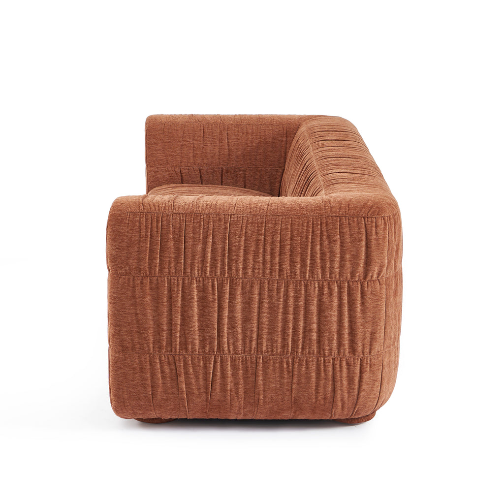 MARNI 3-Seater Sofa Thick Pleated Velvet - Terracotta