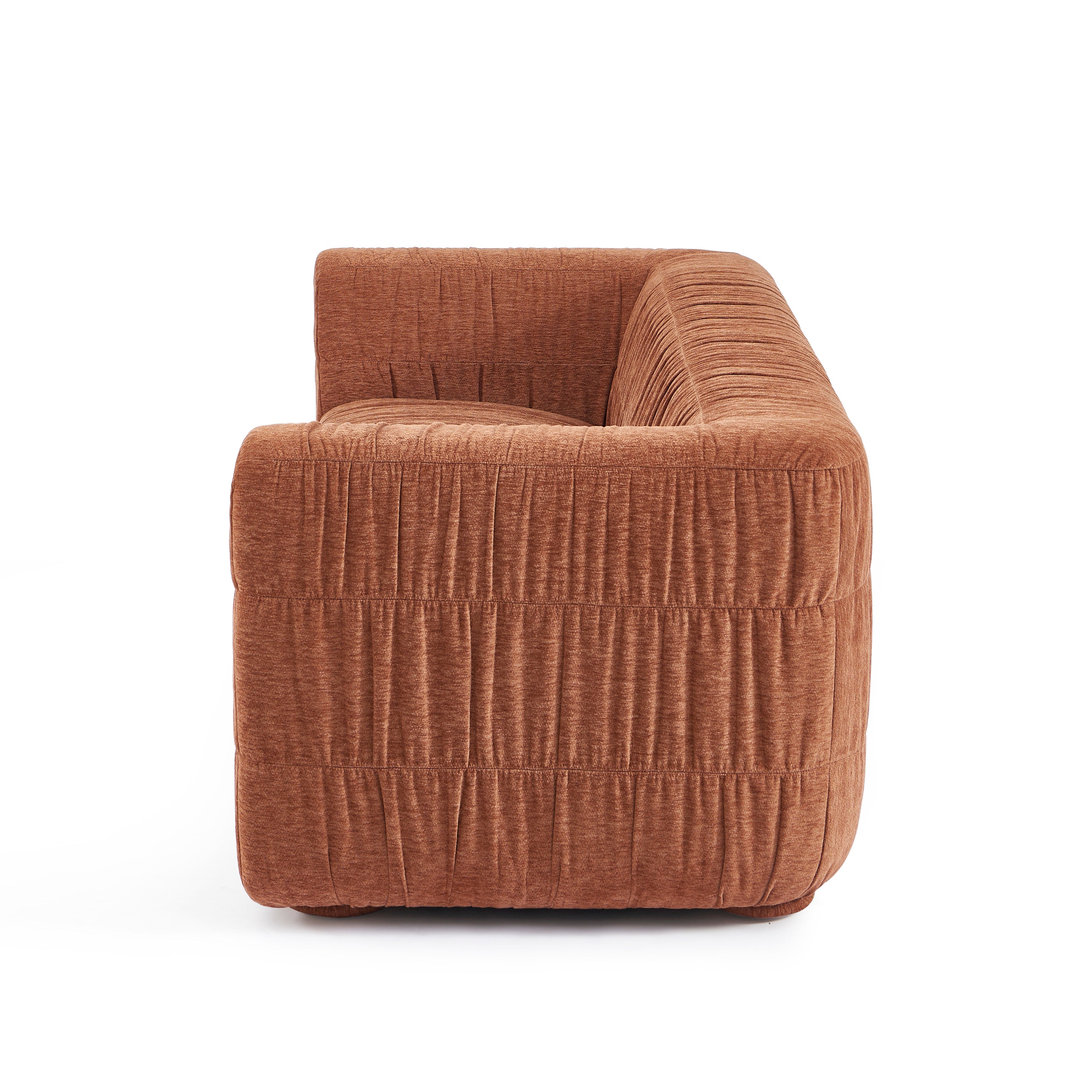 MARNI 3-Seater Sofa Thick Pleated Velvet - Terracotta