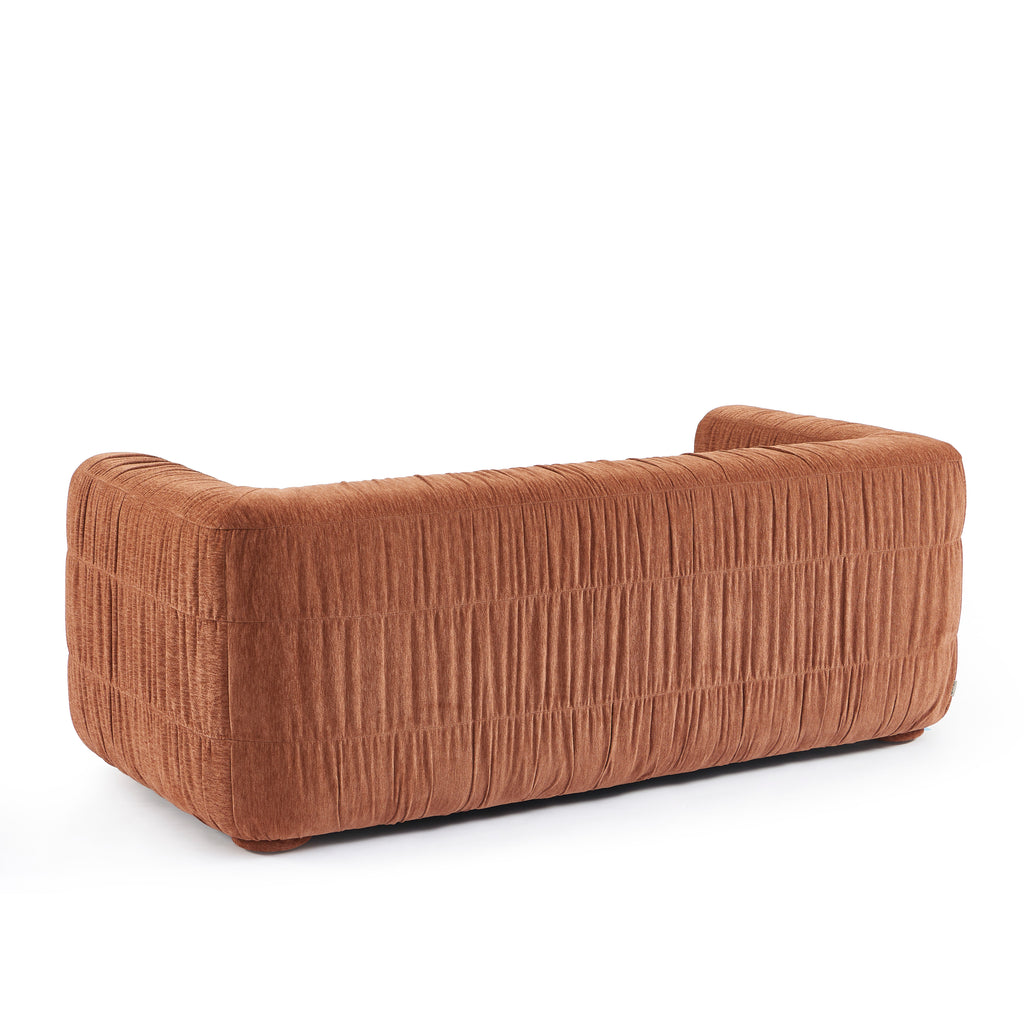 MARNI 3-Seater Sofa Thick Pleated Velvet - Terracotta