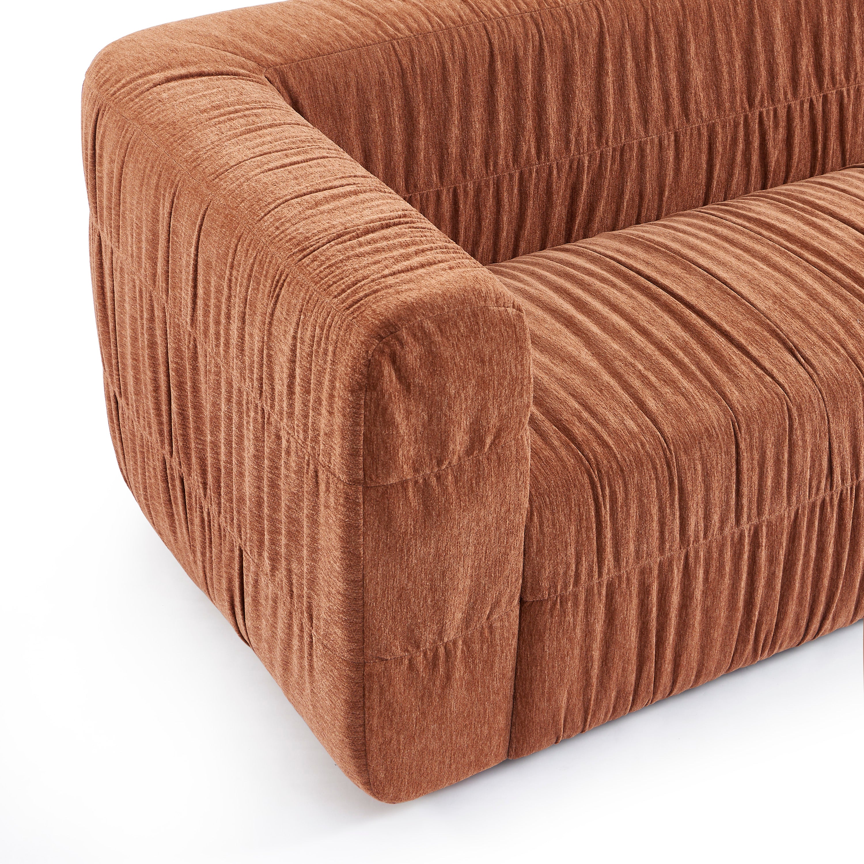 MARNI 3-Seater Sofa Thick Pleated Velvet - Terracotta