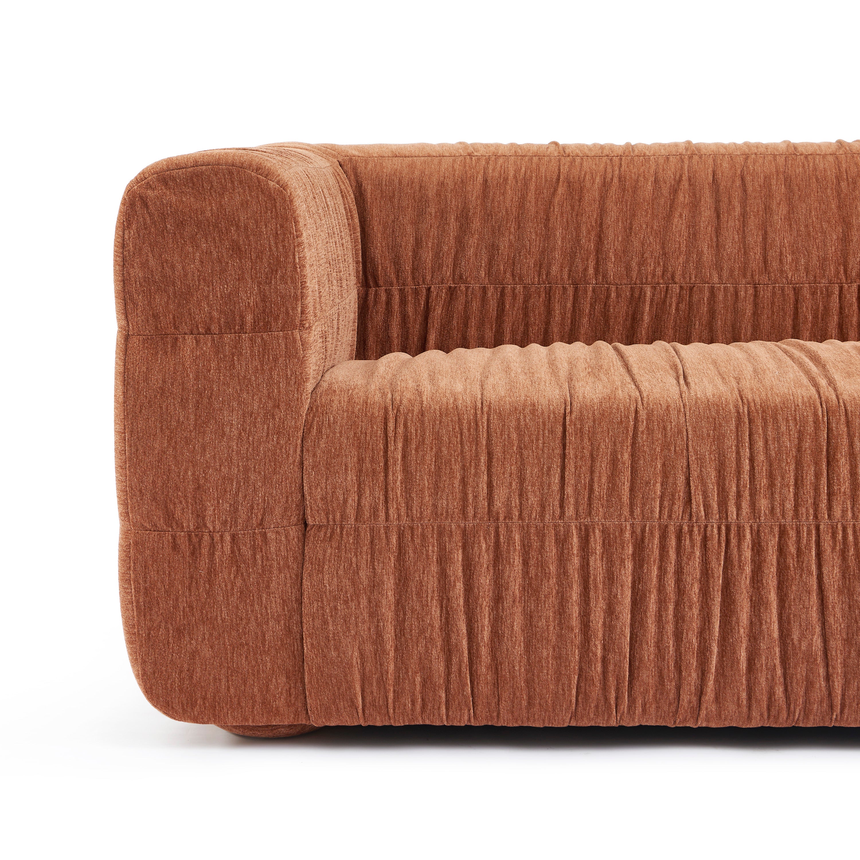 MARNI 3-Seater Sofa Thick Pleated Velvet - Terracotta