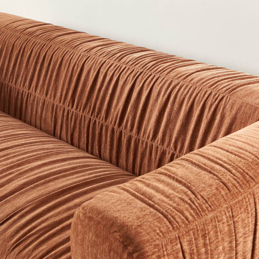 MARNI 3-Seater Sofa Thick Pleated Velvet - Terracotta