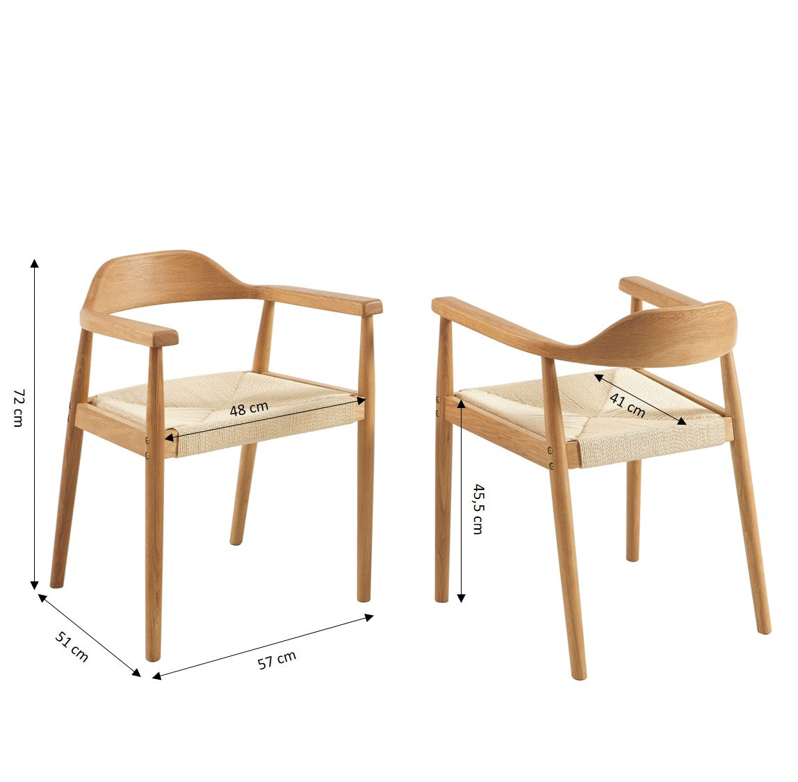 MARTIE Dining Chair Set - Light Wood