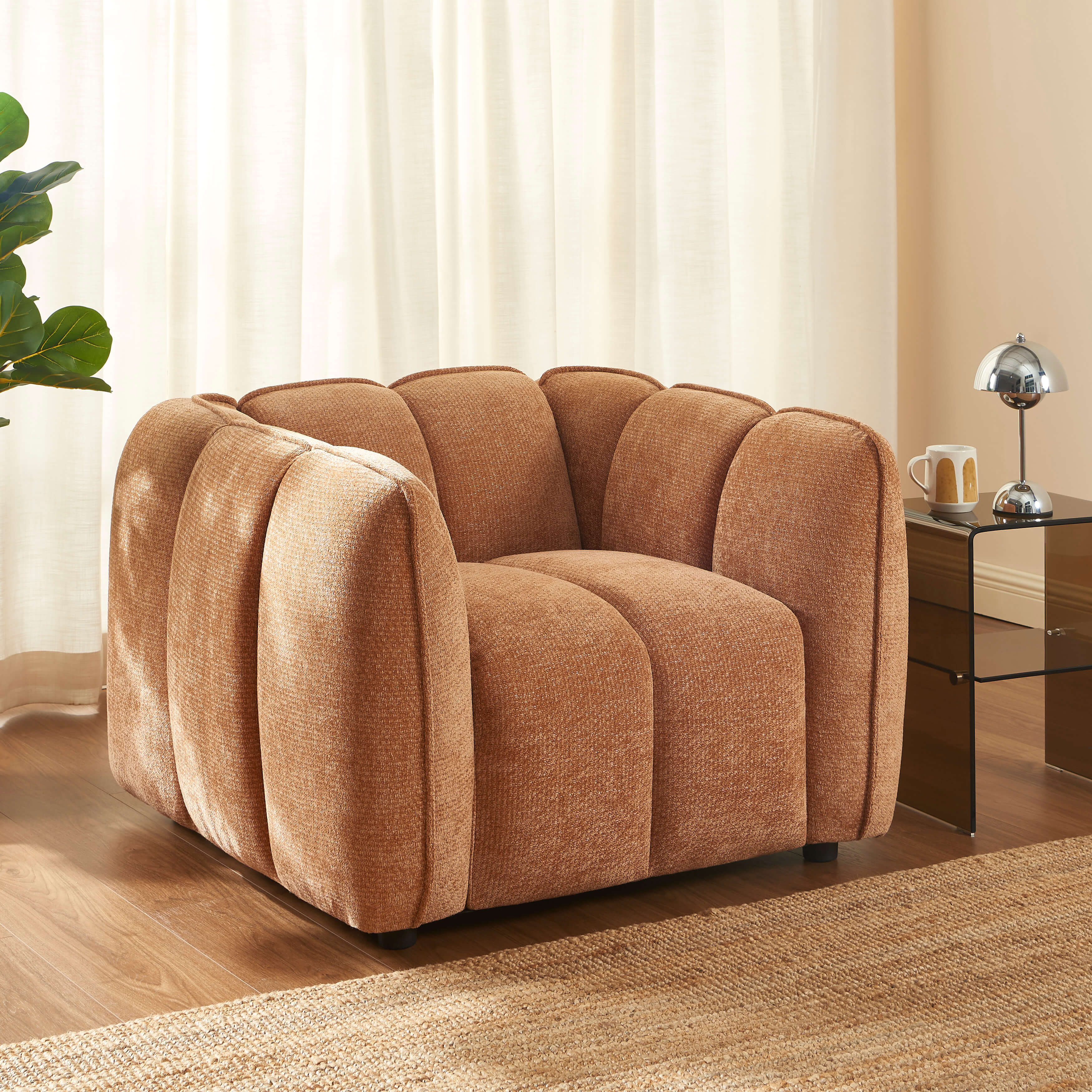 MATILDA 41'' Armchair 1-Seater Chenille - Terracotta