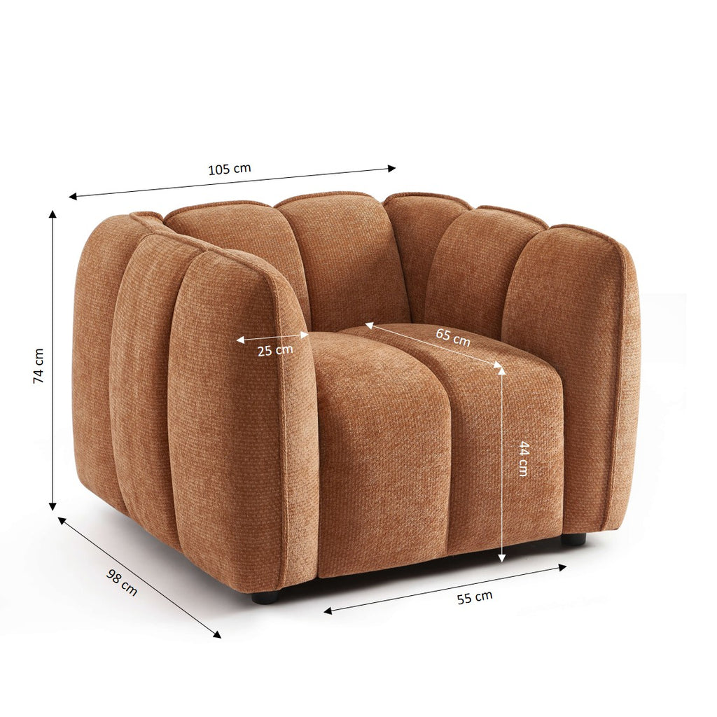 MATILDA 41'' Armchair 1-Seater Chenille - Terracotta