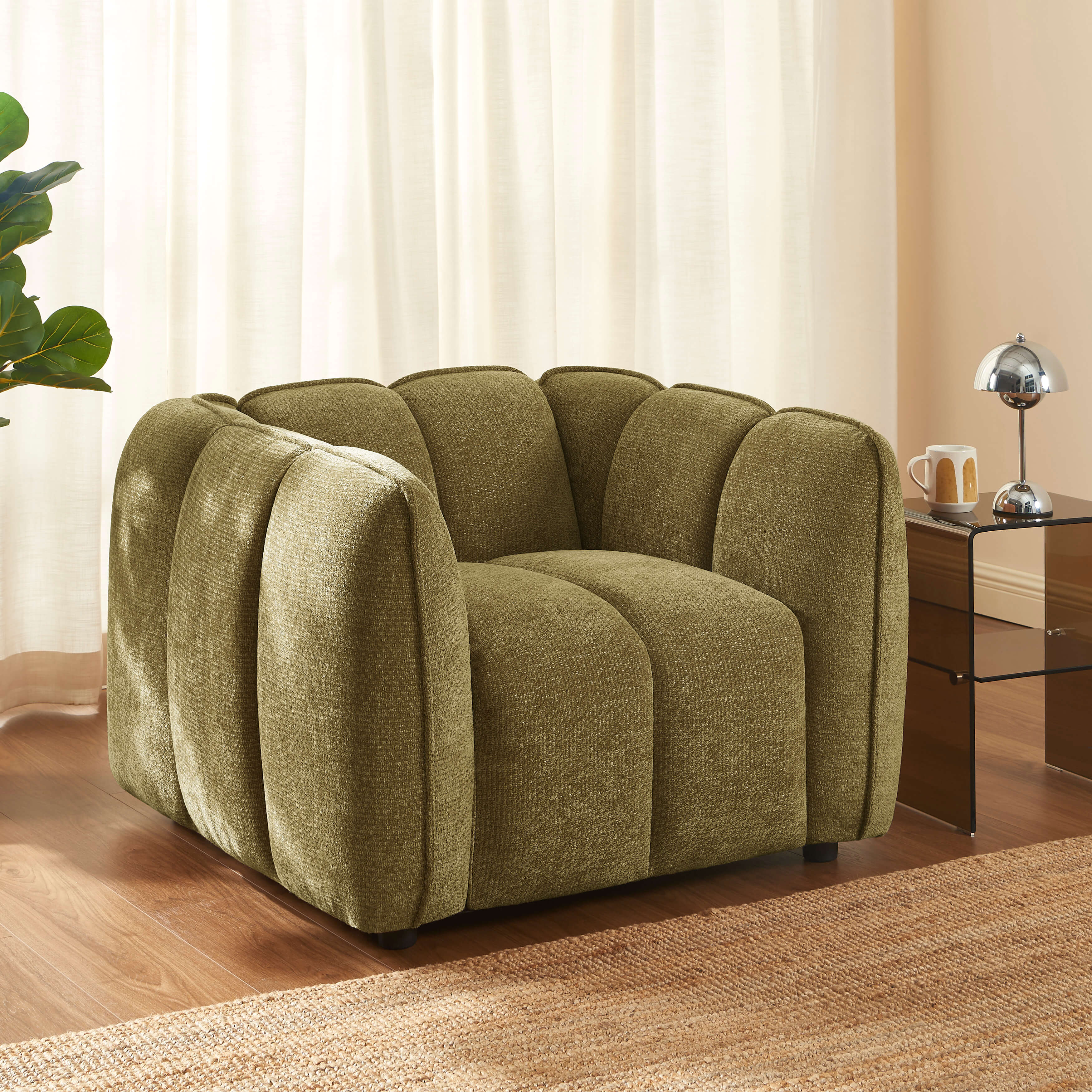 MATILDA 41'' Armchair 1-Seater Chenille - Green