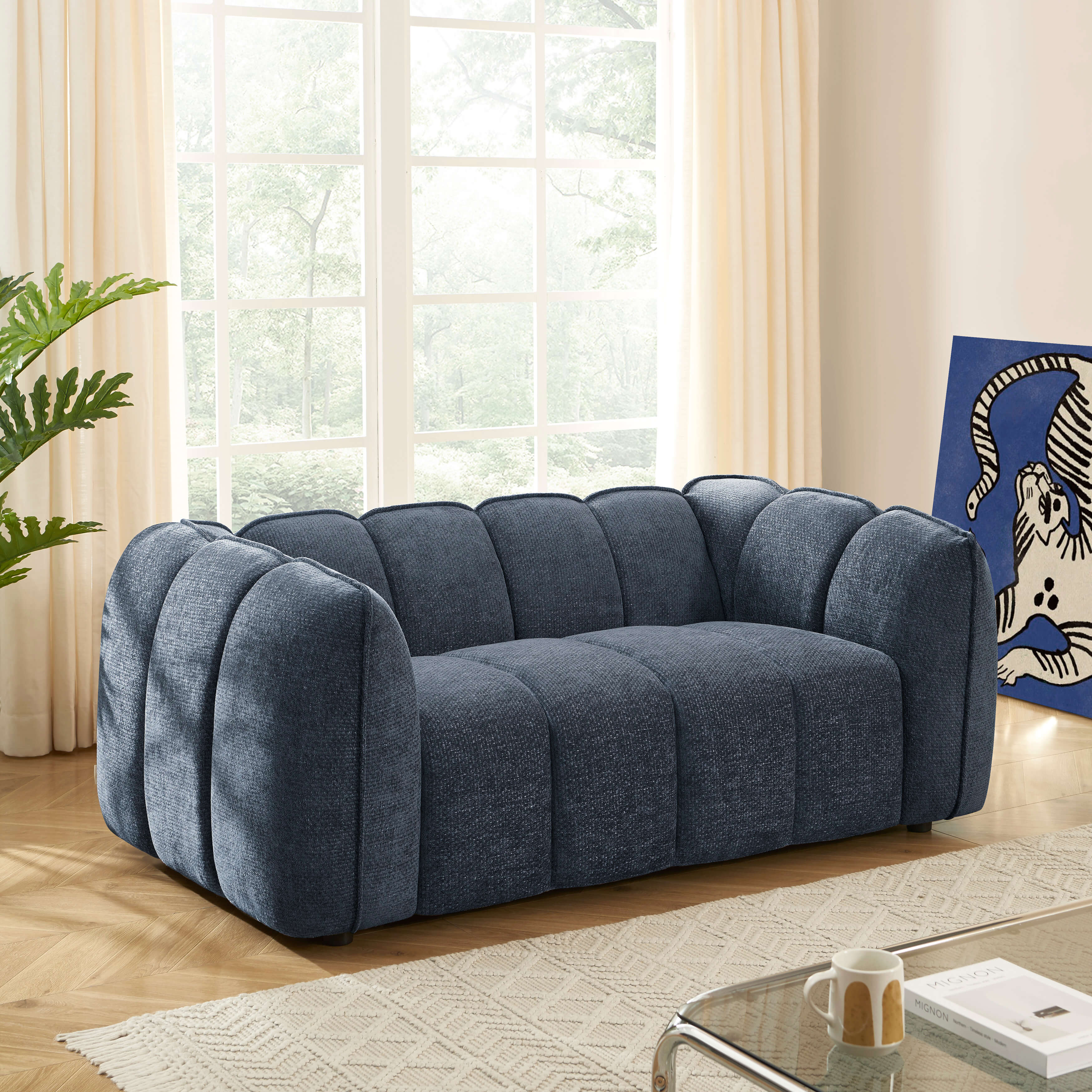 MATILDA 70'' 2-Seater Sofa Chenille - Blue