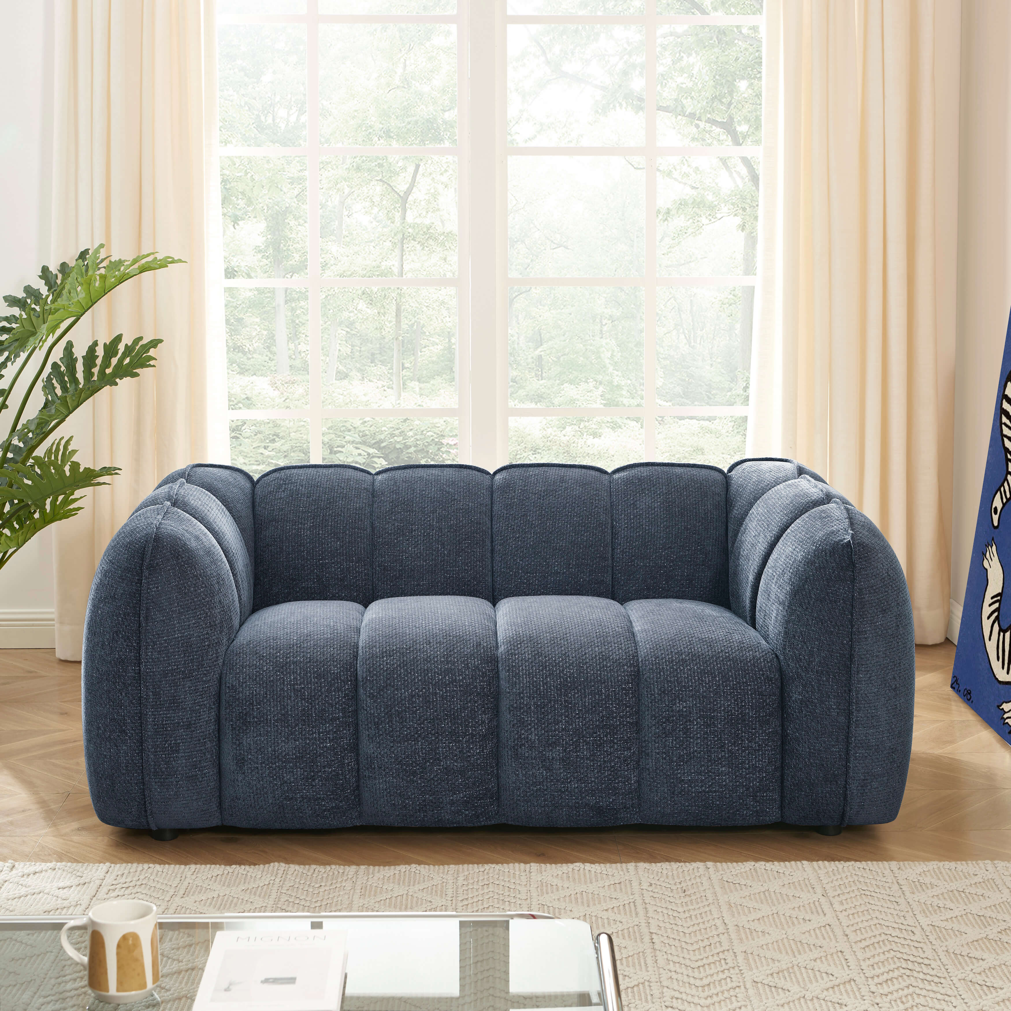 MATILDA 70'' 2-Seater Sofa Chenille - Blue