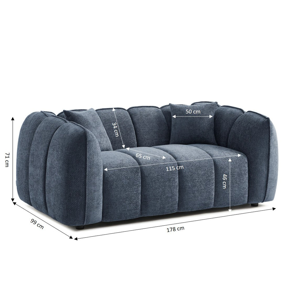 MATILDA 70'' 2-Seater Sofa Chenille - Blue