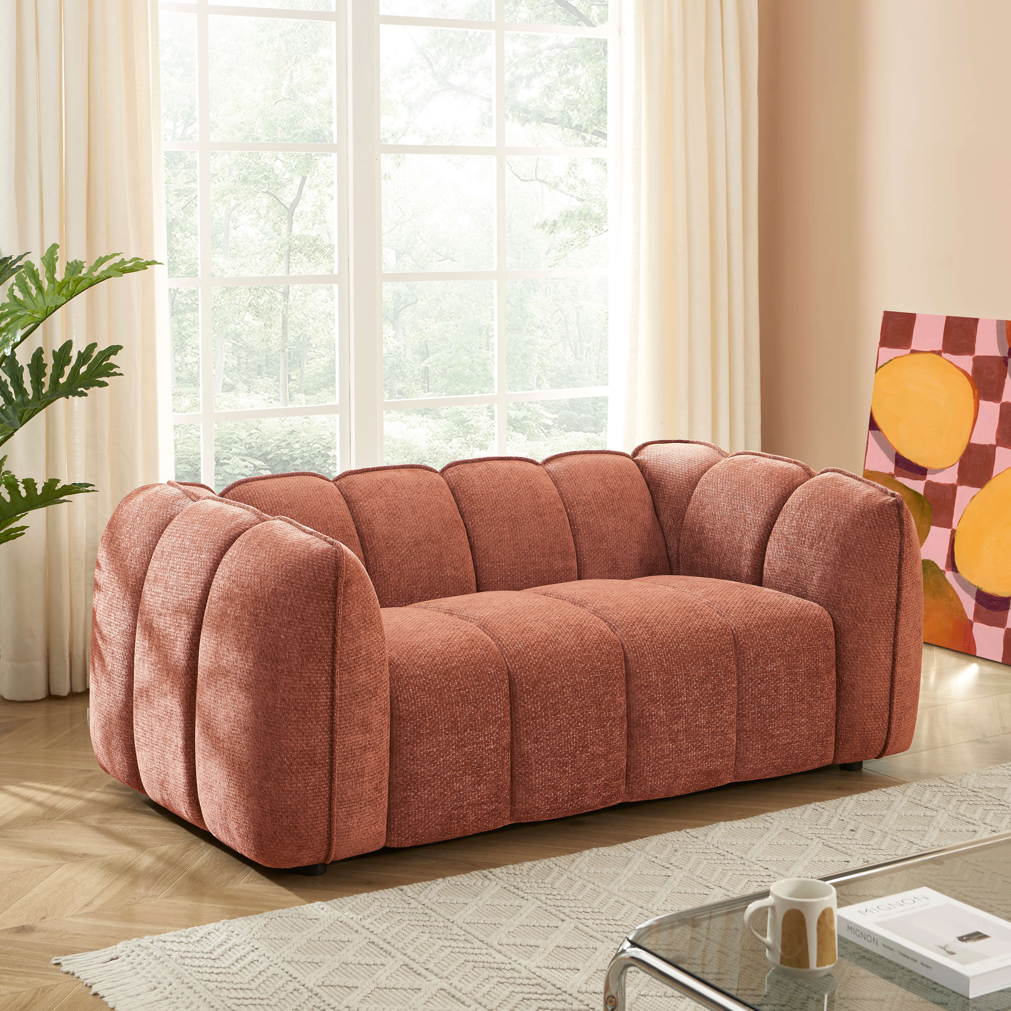 MATILDA 70'' 2-Seater Sofa Chenille - Terracotta