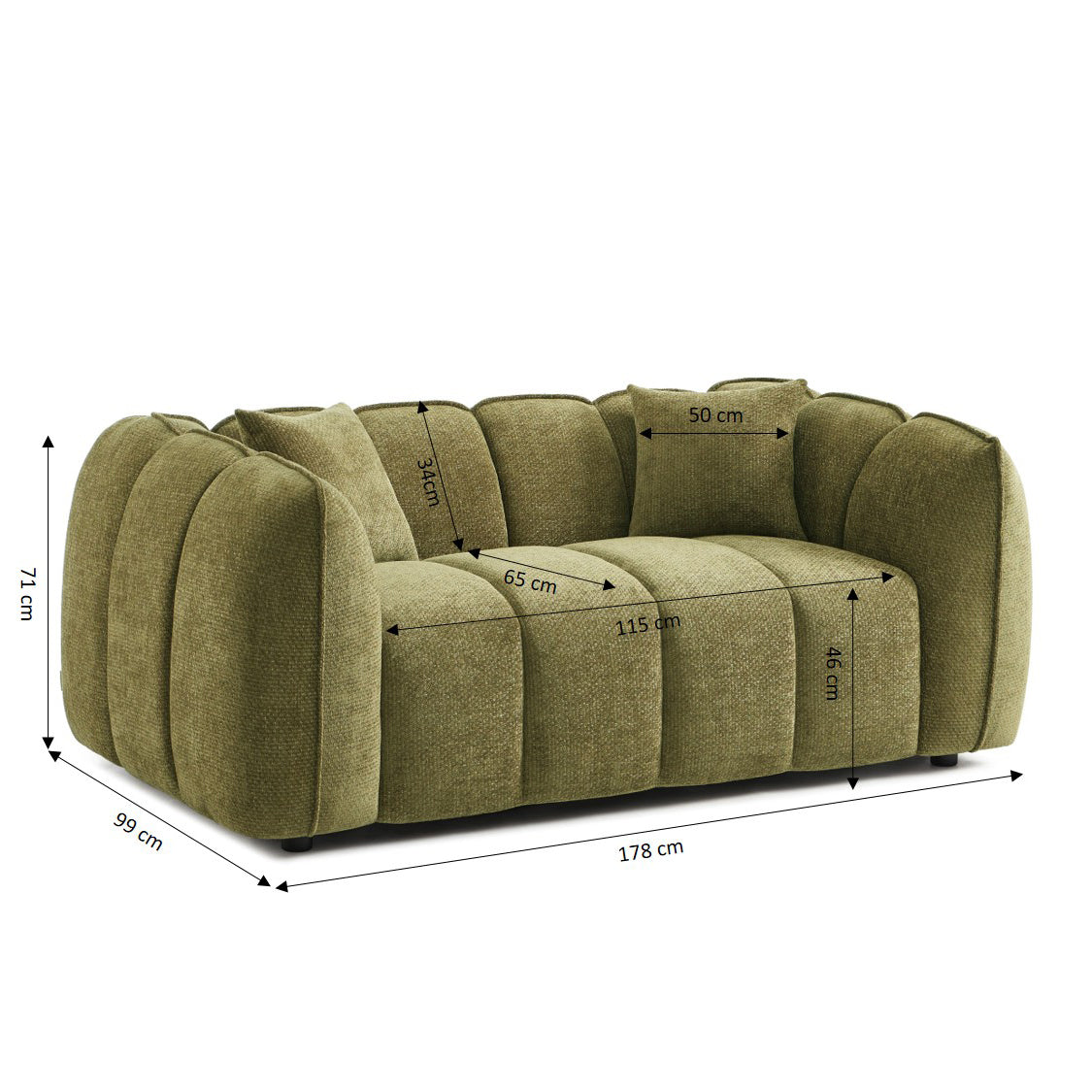 MATILDA 70'' 2-Seater Sofa Chenille - Green