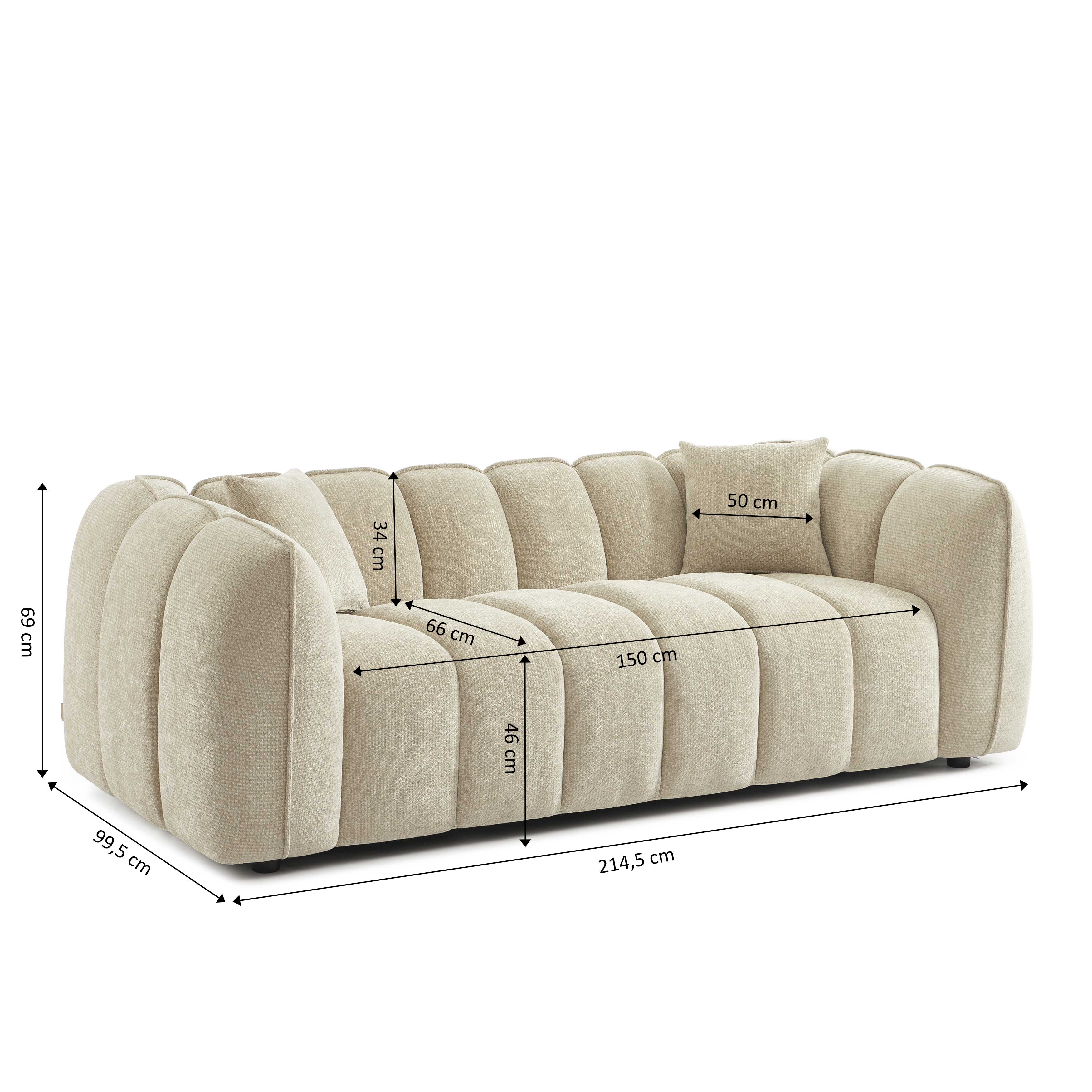 MATILDA 3-Seater Sofa (84") - Beige